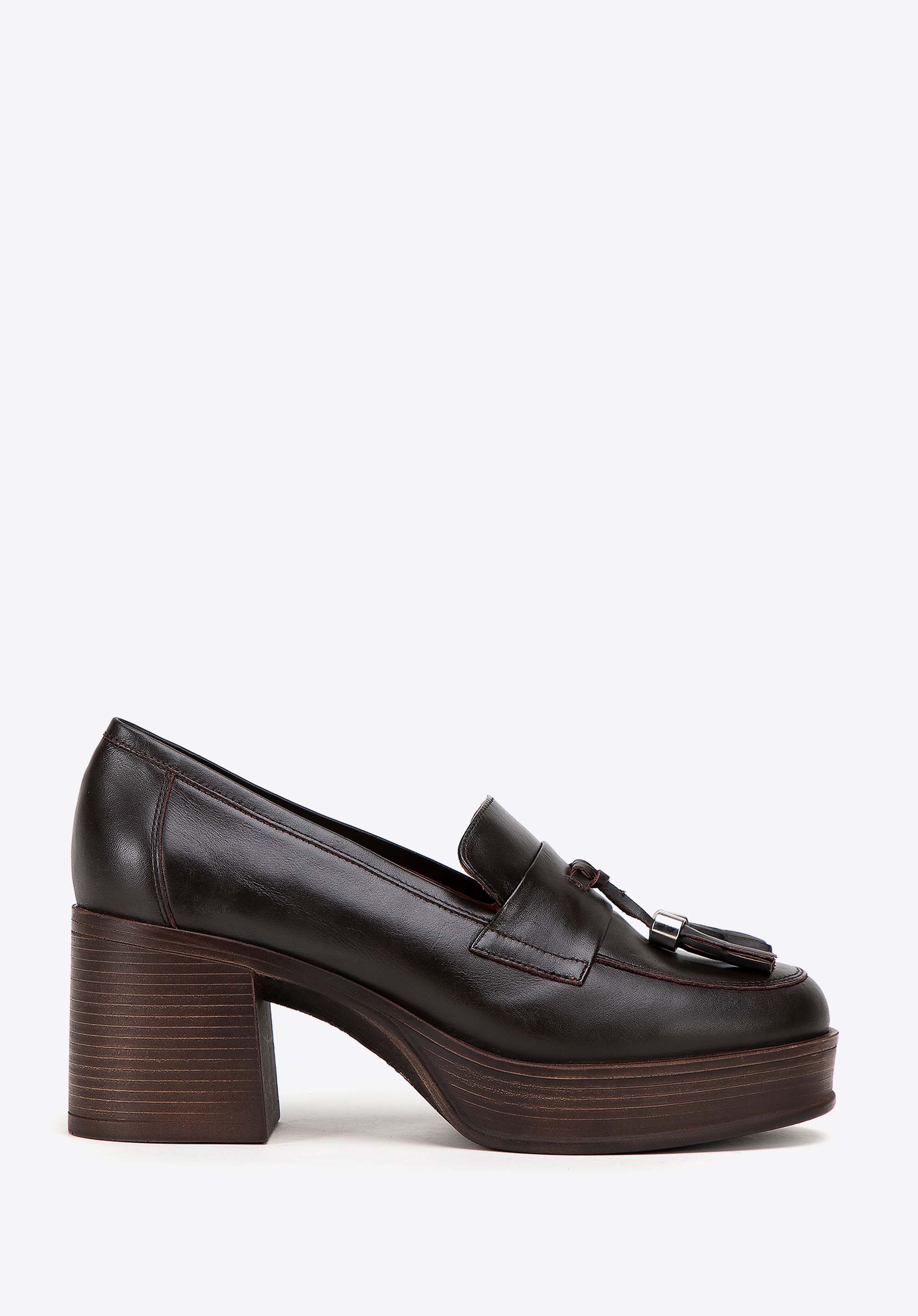 Damen Lederpumps mit Stilett Absatz, braun, 99-D-305-4-39, Bild 1