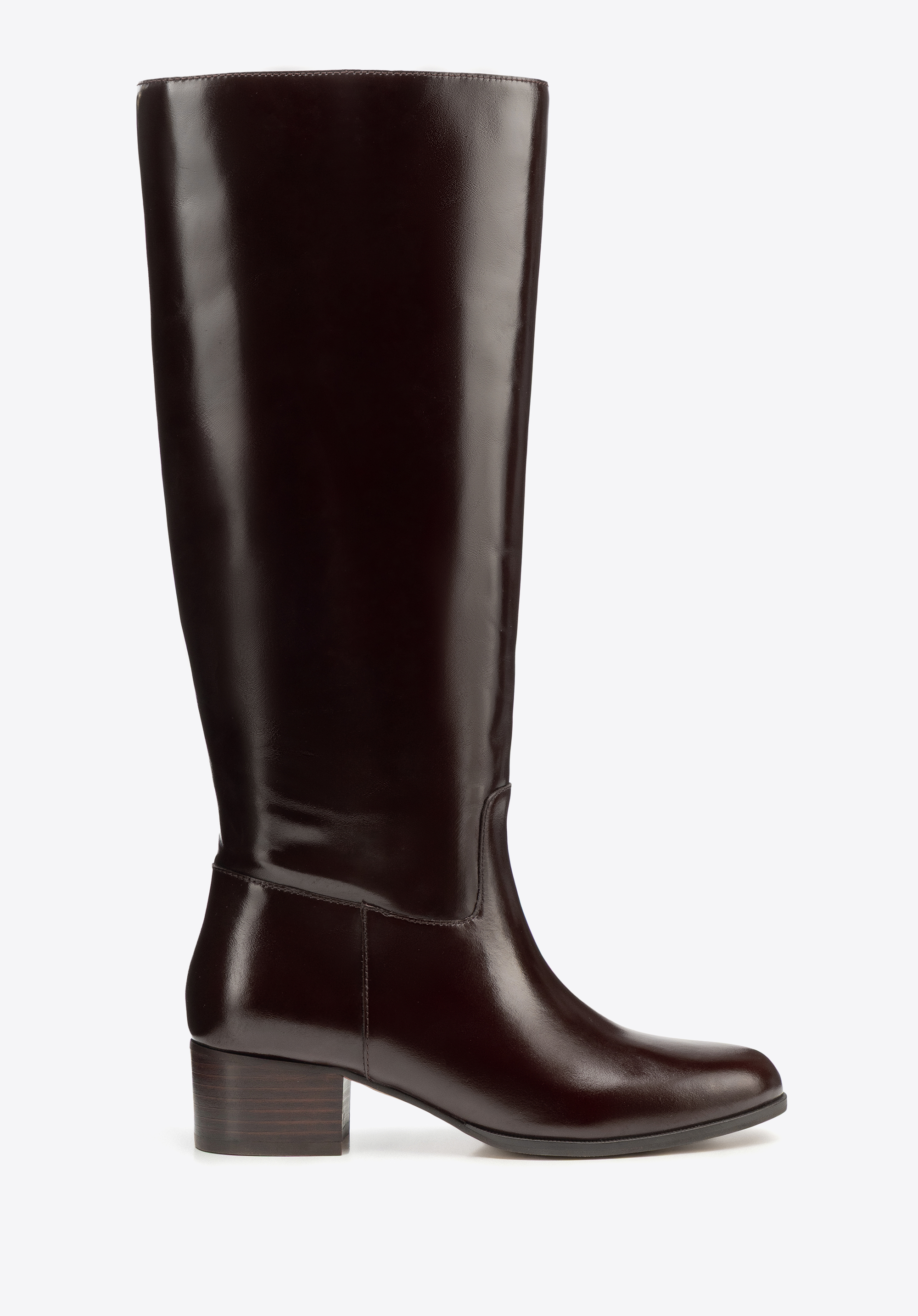 Damen Lederstiefel mit Blockabsatz, braun, 101-D-352-4-37, Bild 1