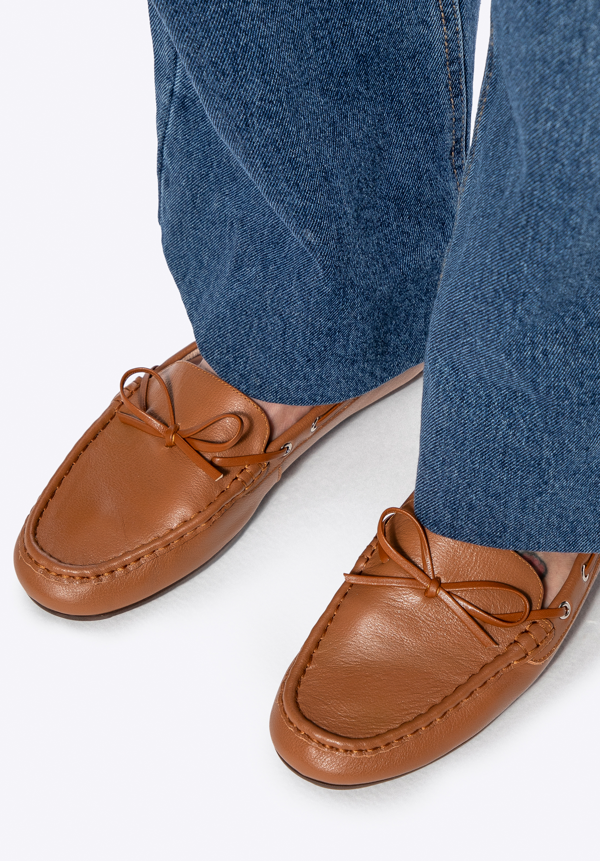 Damen-Loafer aus Naturleder mit dekorativer Schleife, braun, 100-D-503-4-40, Bild 1