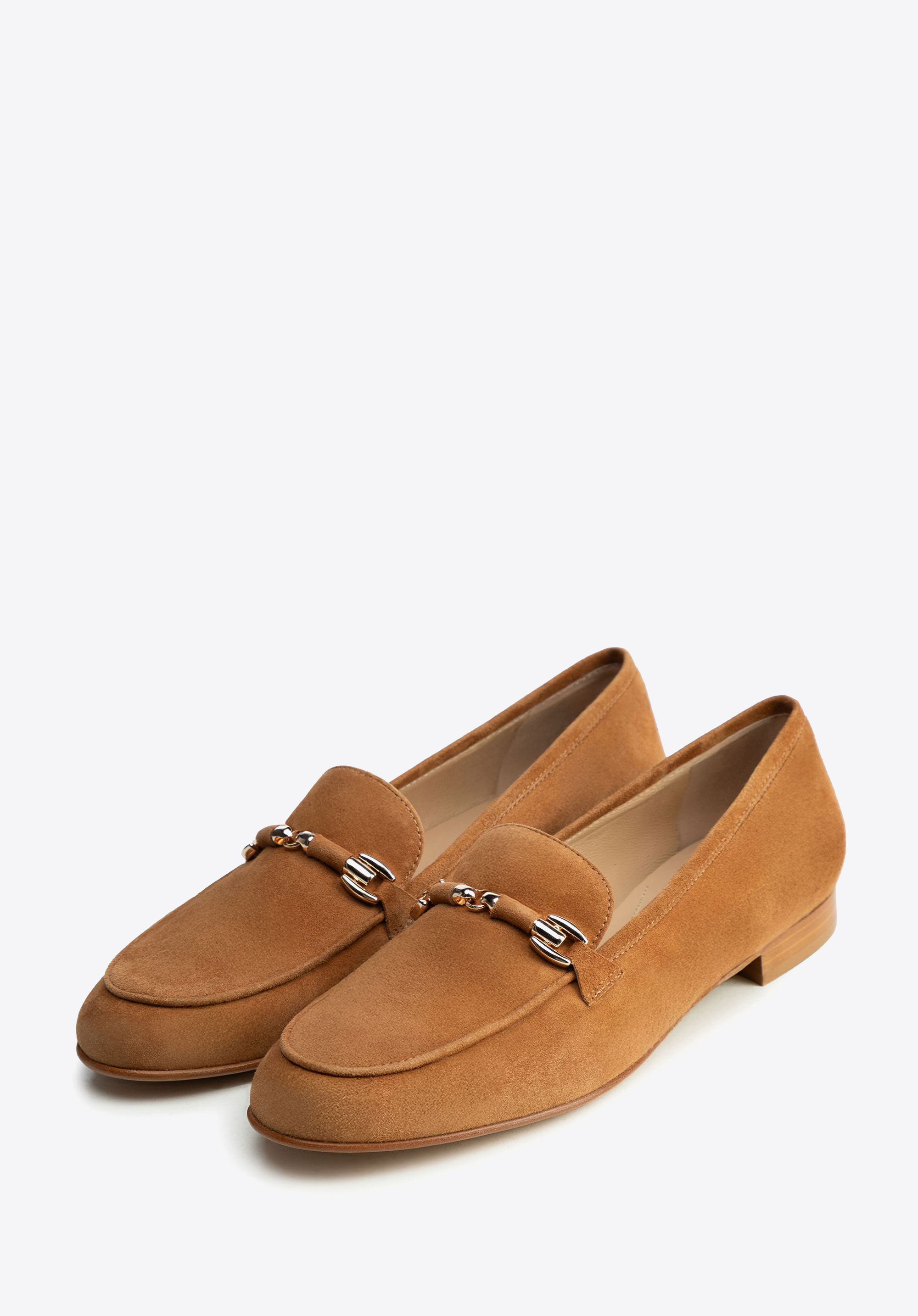 Damen-Loafer aus Wildleder mit Ziernieten, braun, 102-D-101-5-39, Bild 1