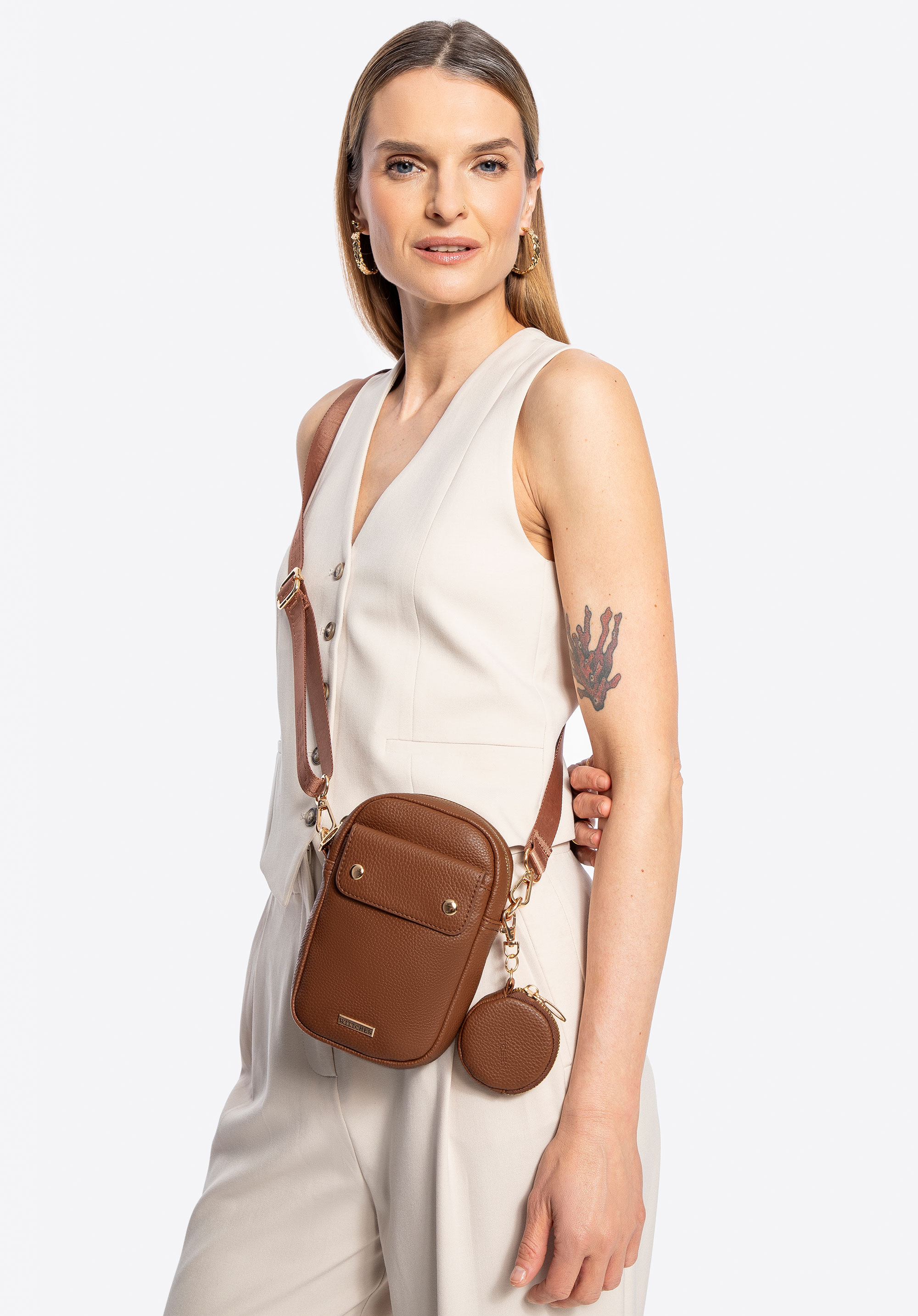 Damen-Mini-Tasche aus Öko-Leder, braun, 100-2Y-011-5, Bild 1