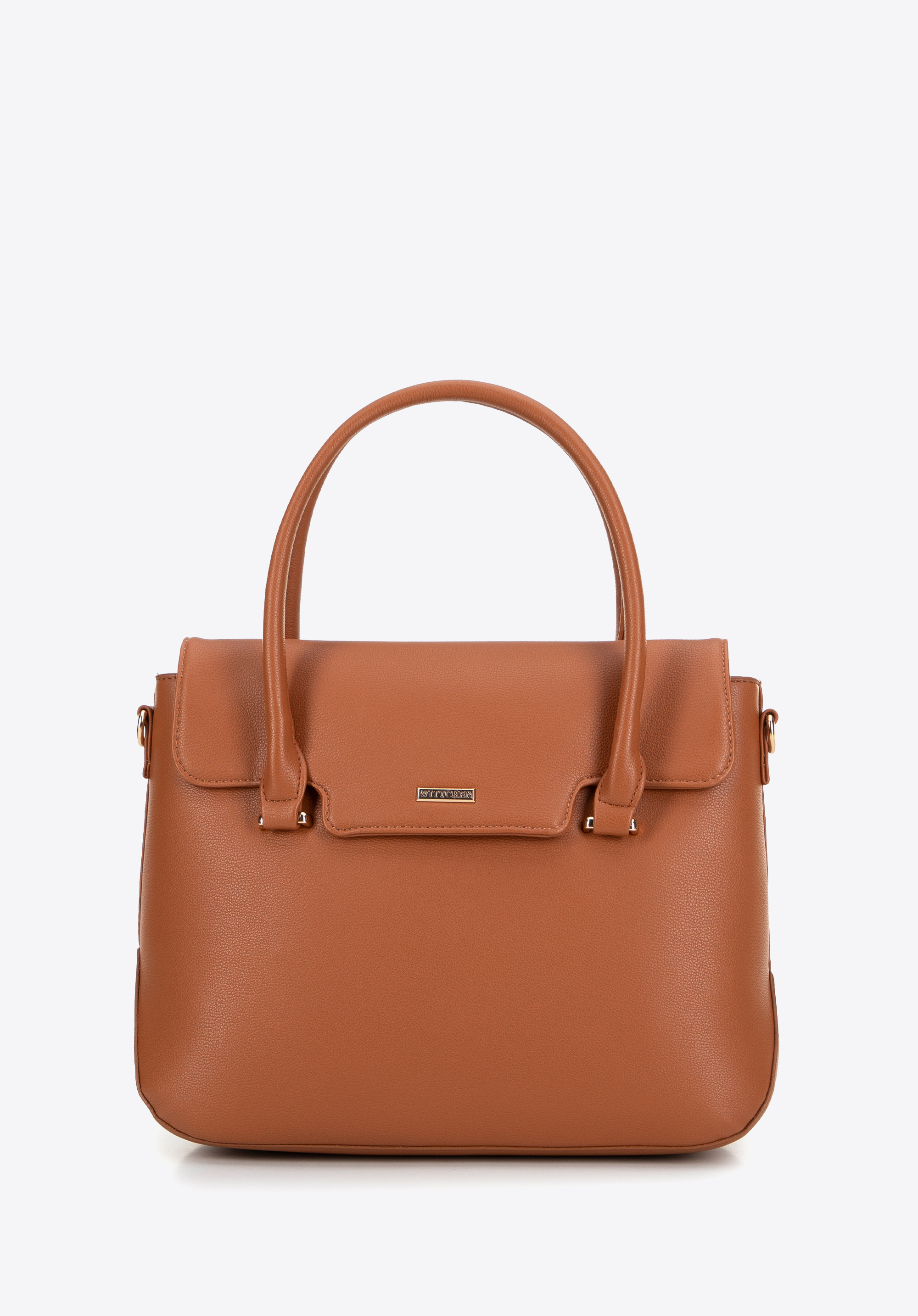 Damen-Öko-Ledertasche mit Klappenverschluss, braun, 99-4Y-600-5, Bild 1