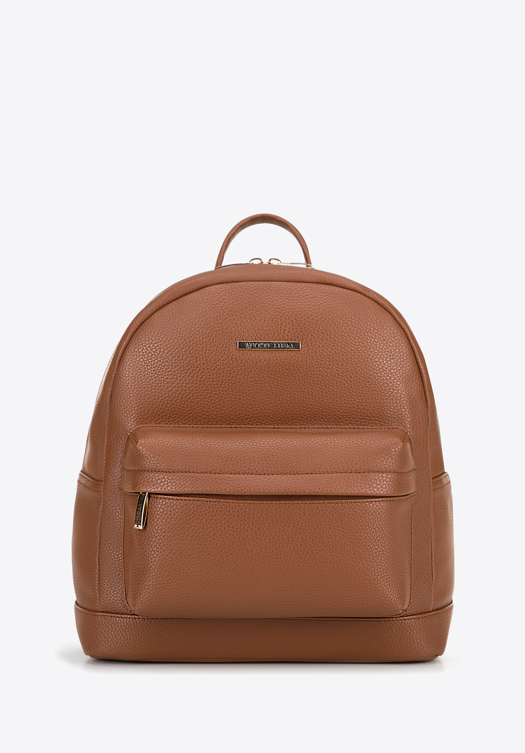 Damen-Rucksack aus Öko-Leder mit praktischer Tasche, braun, 100-4Y-001-5, Bild 1