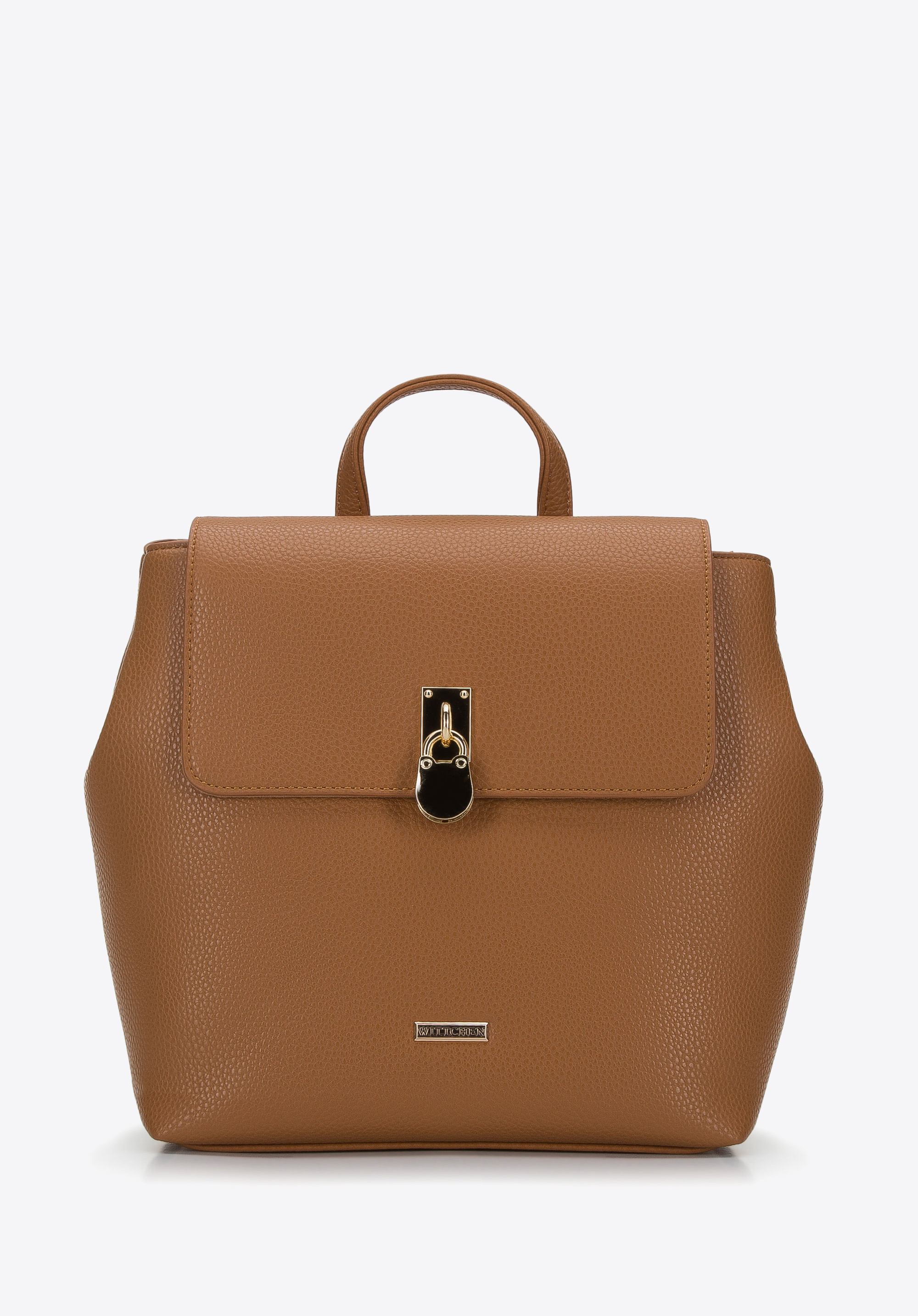 Damen-Rucksack mit Vorhängeschloss, braun, 94-4Y-614-5, Bild 1