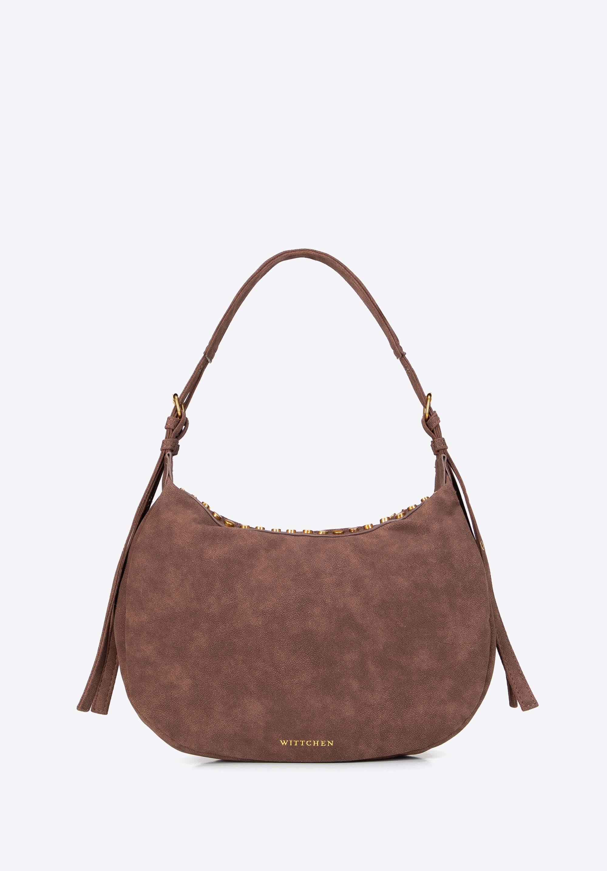 Damen-Schultertasche mit Nieten, braun, 103-4Y-515-4, Bild 1
