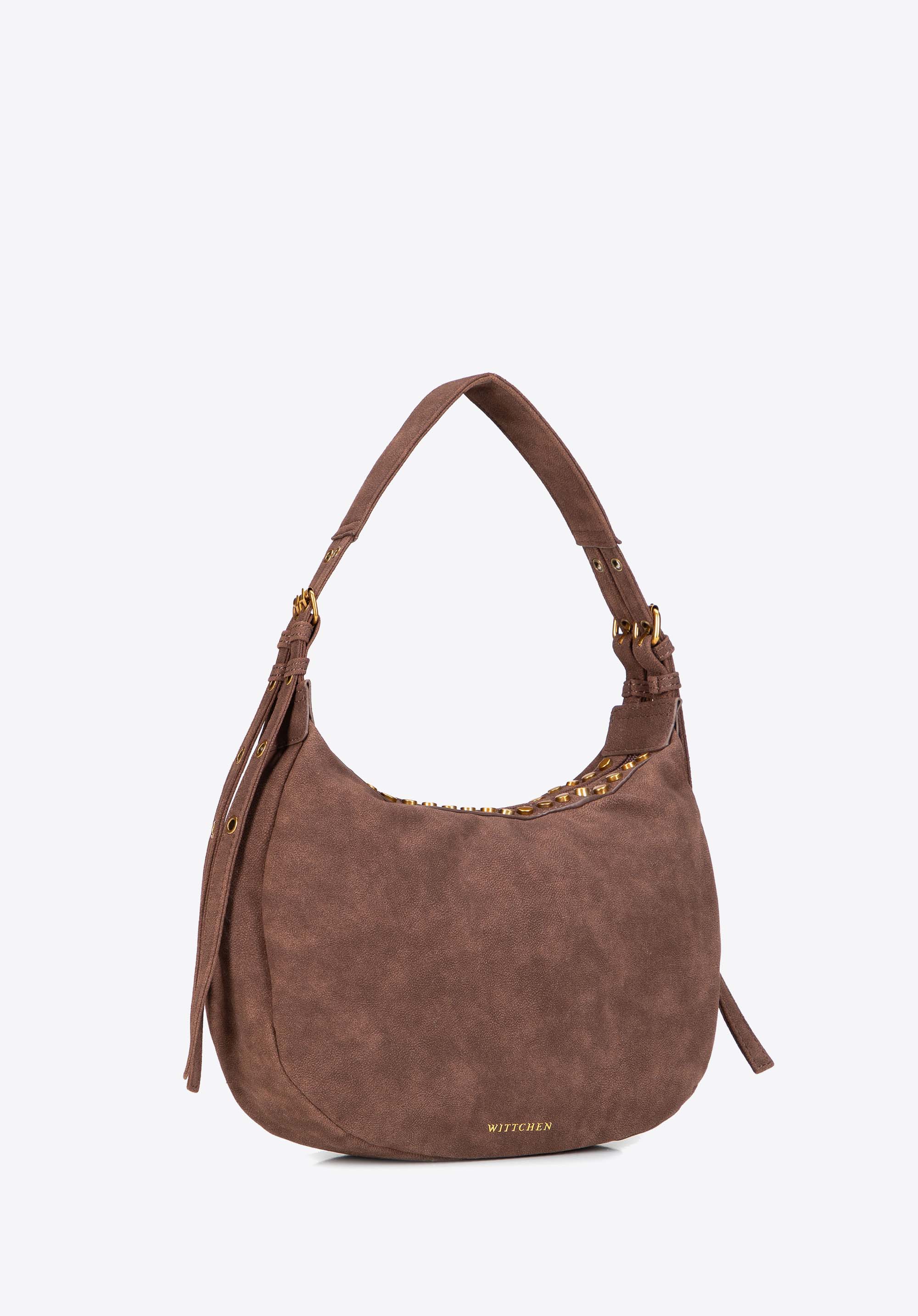 Damen-Schultertasche mit Nieten, braun, 103-4Y-515-4, Bild 1