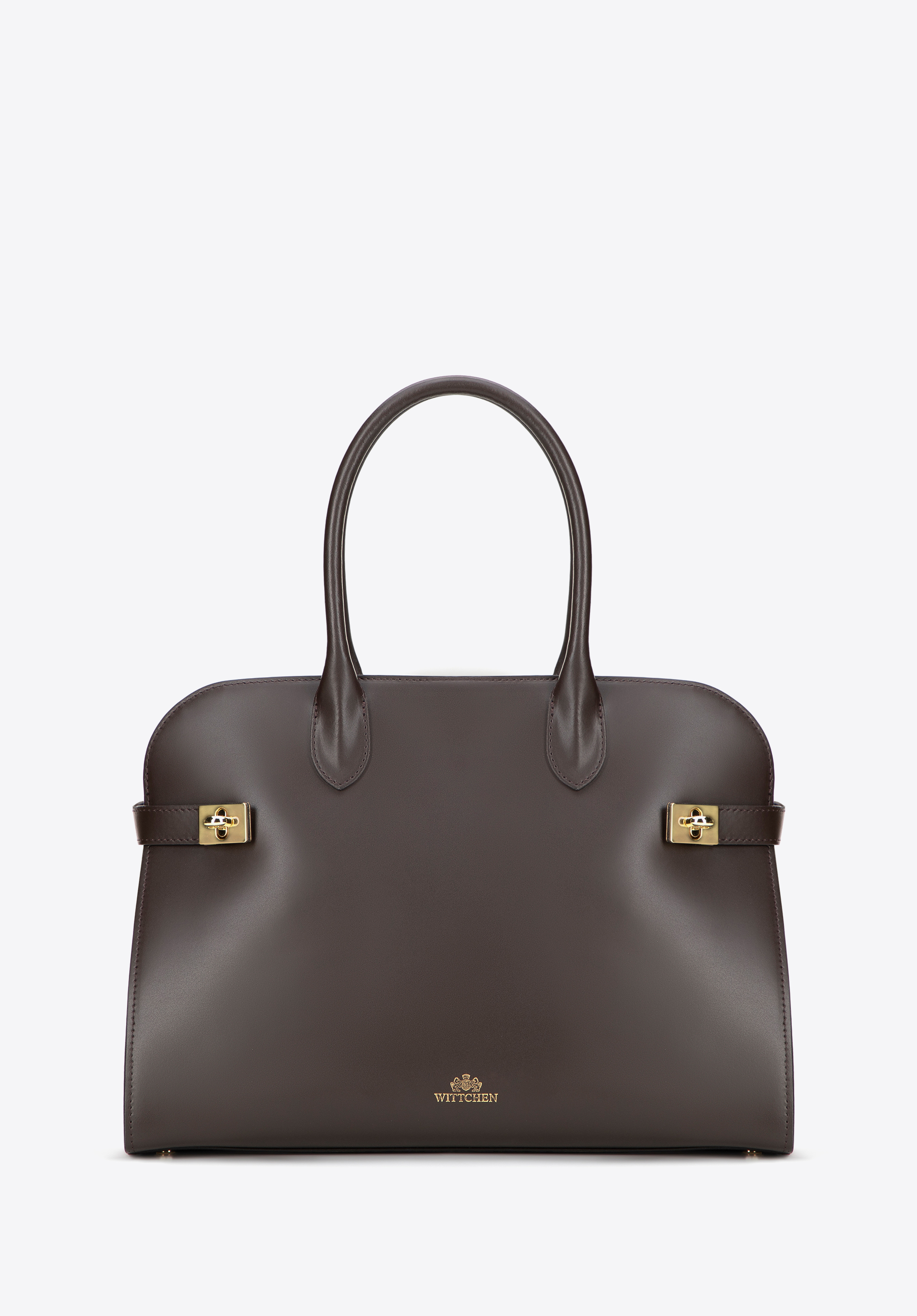 Damen Leder Shopper mit glitzernden Details, braun, 102-4E-000-4, Bild 1