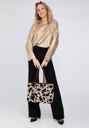Shopper-Tasche für Damen mit Tiermuster, braun, 98-4Y-007-X1, Bild 1