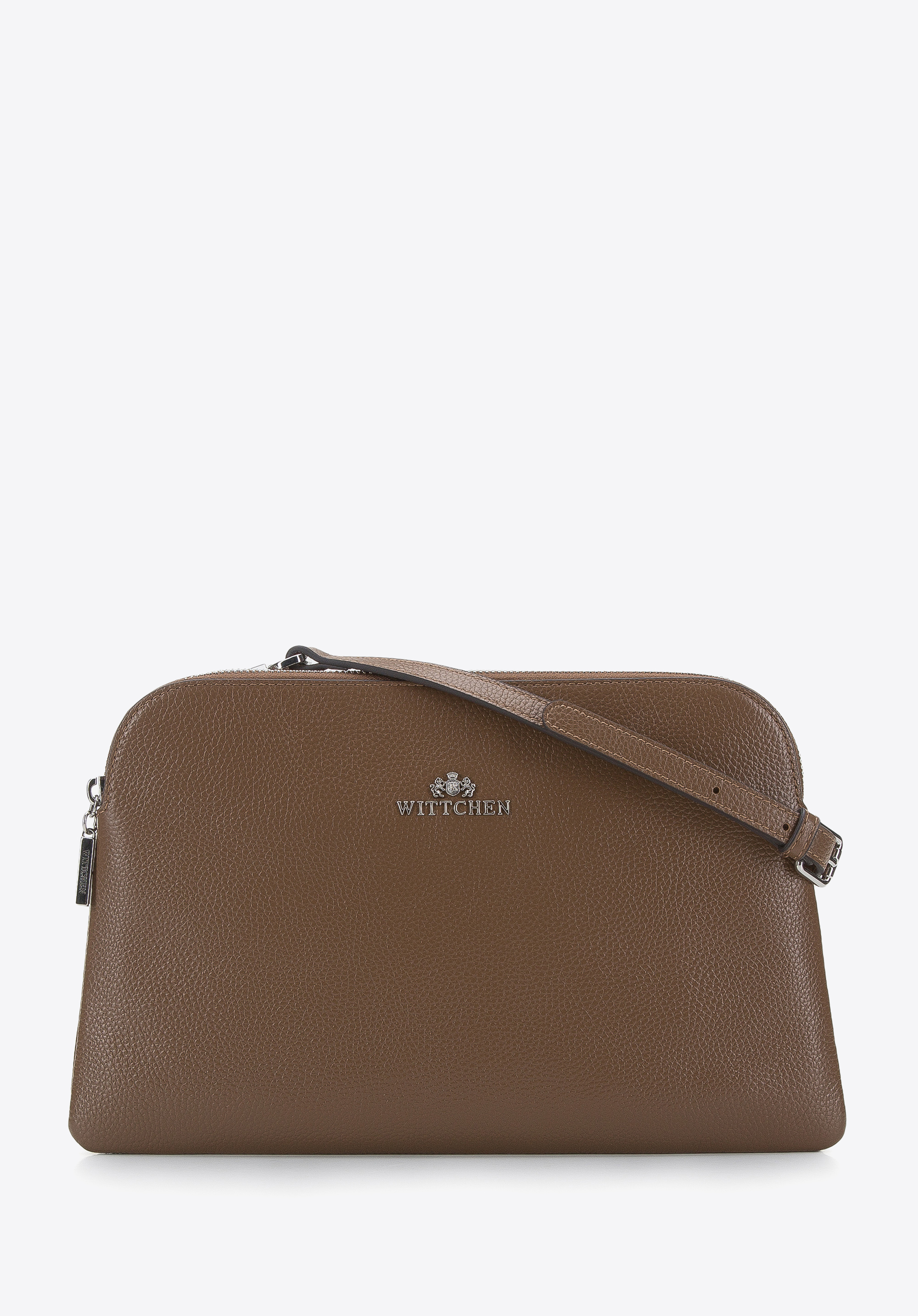 Damen-Umhängetasche aus Leder mit zwei Fächern, braun, 94-4E-606-5, Bild 1