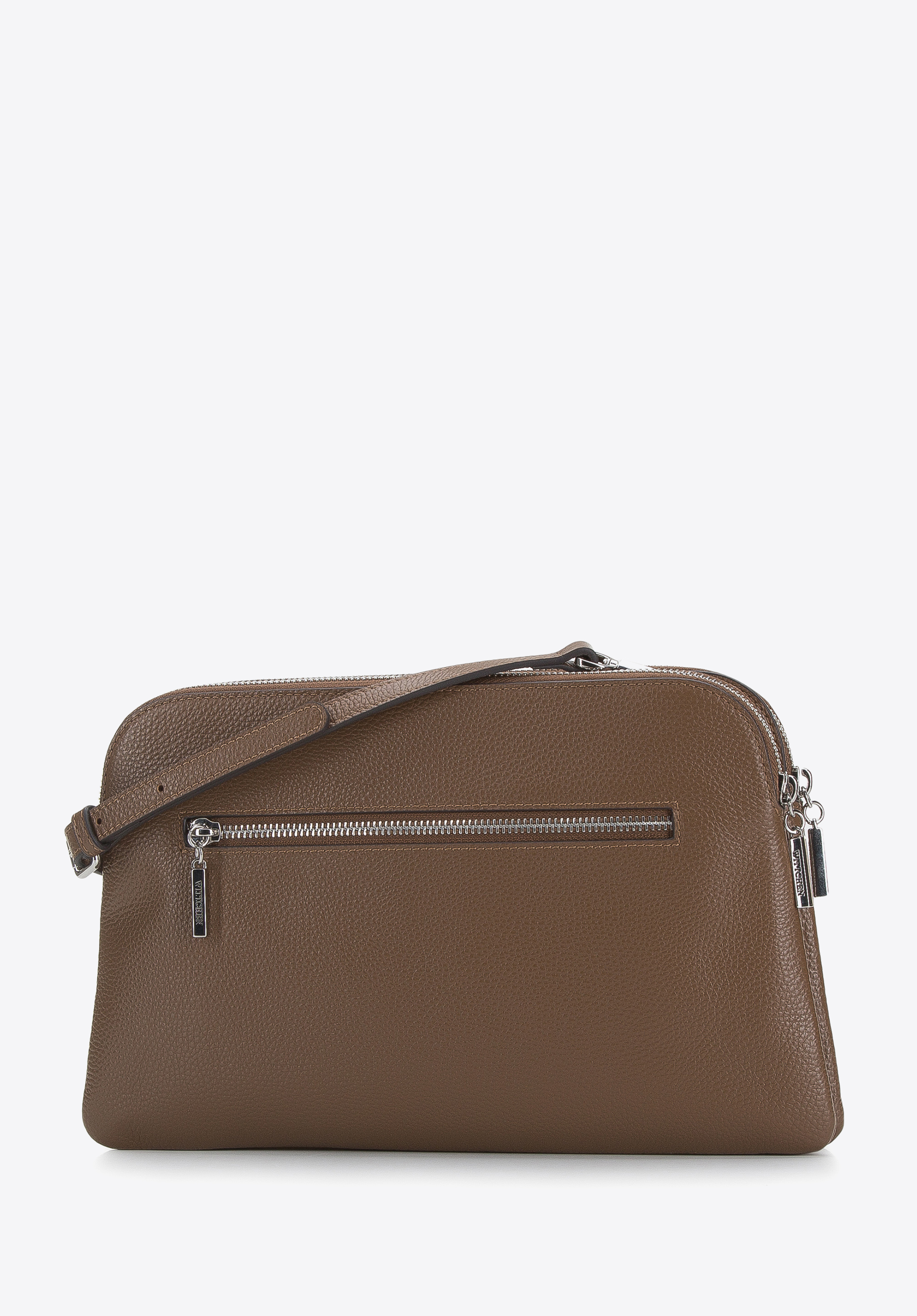 Damen-Umhängetasche aus Leder mit zwei Fächern, braun, 94-4E-606-5, Bild 1