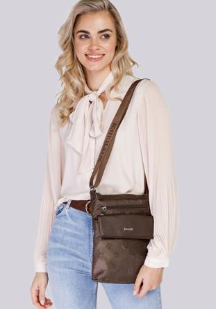 Damen-Umhängetasche aus Stoff mit Tasche, braun, 29-4L-300-5, Bild 1