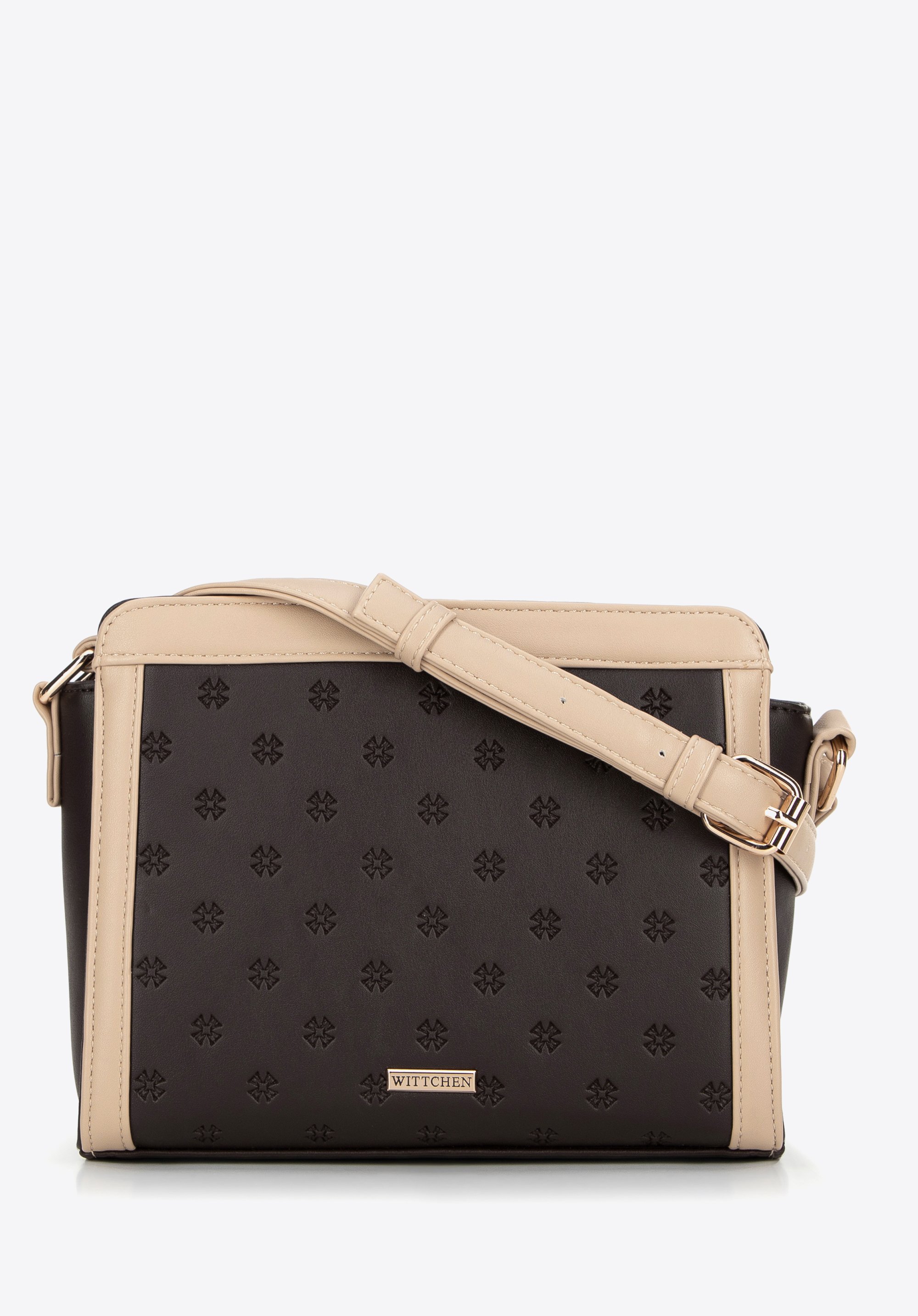 Damen Umhängetasche mit geprägtem Monogramm, braun, 99-4Y-231-4, Bild 1
