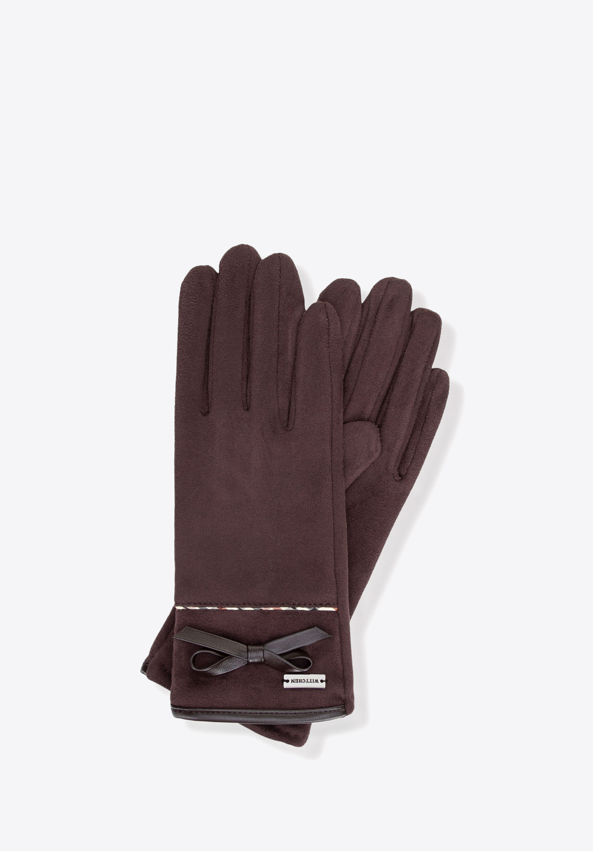 Damenhandschuhe mit Schleife und zarter Naht, braun, 39-6P-041-4-S_M, Bild 1