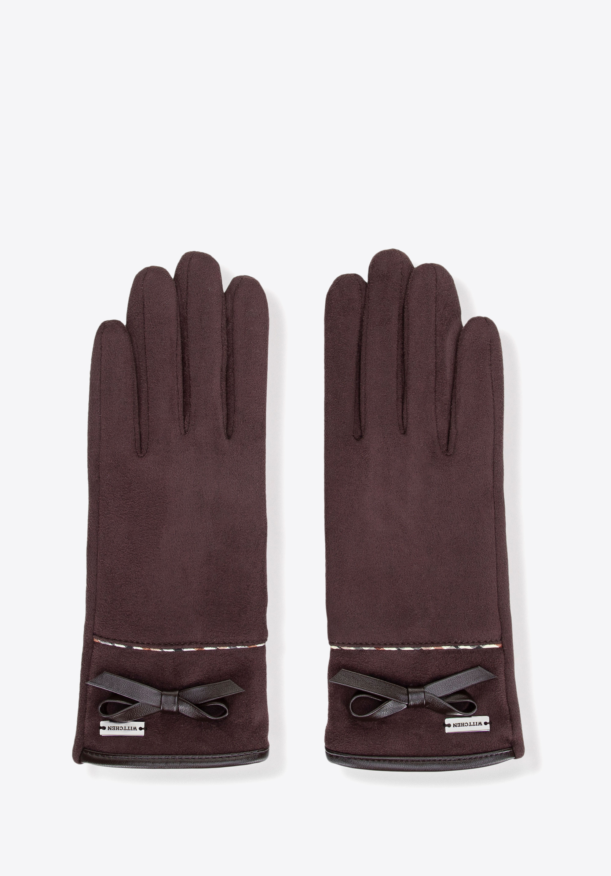 Damenhandschuhe mit Schleife und zarter Naht, braun, 39-6P-041-4-S_M, Bild 1