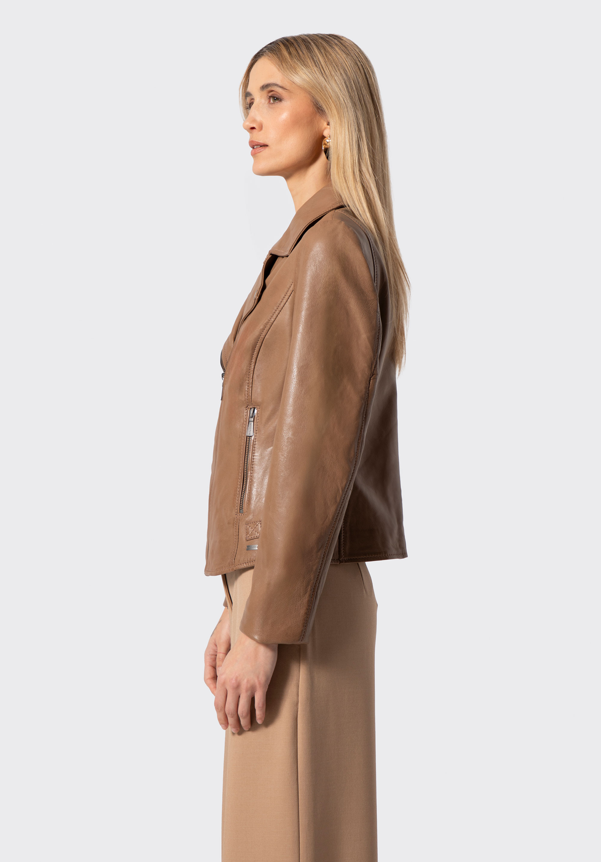 Damenjacke aus natürlichem Schafsleder, braun, 102-09-400-9-L, Bild 1