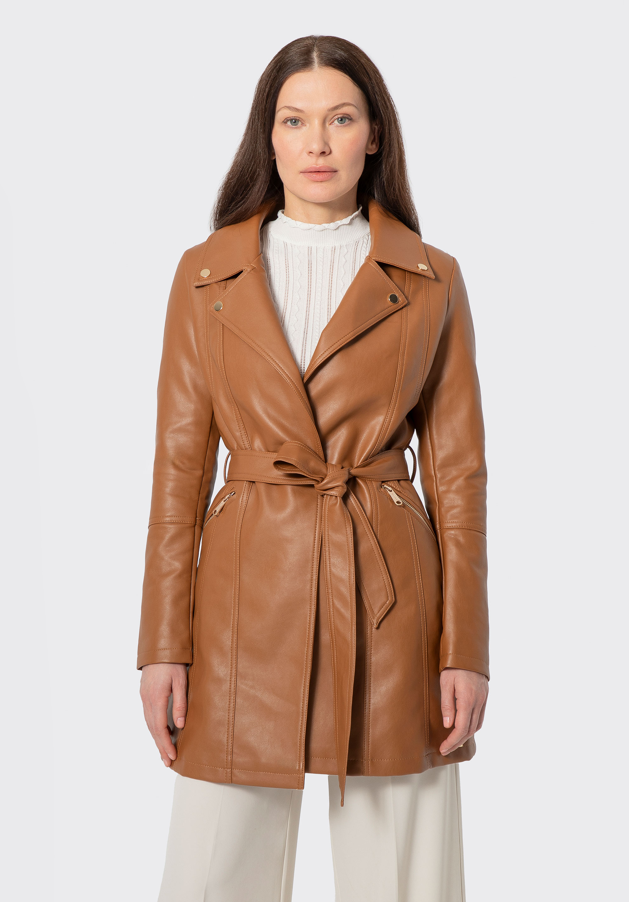 Damenmantel aus Kunstleder, braun, 100-9P-101-4-2XL, Bild 1