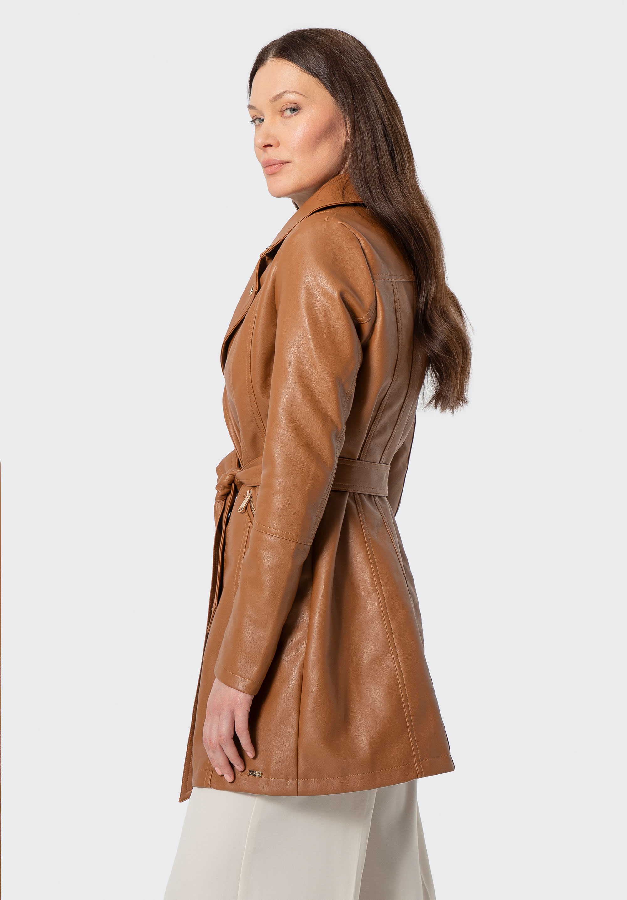 Damenmantel aus Kunstleder, braun, 100-9P-101-4-2XL, Bild 1