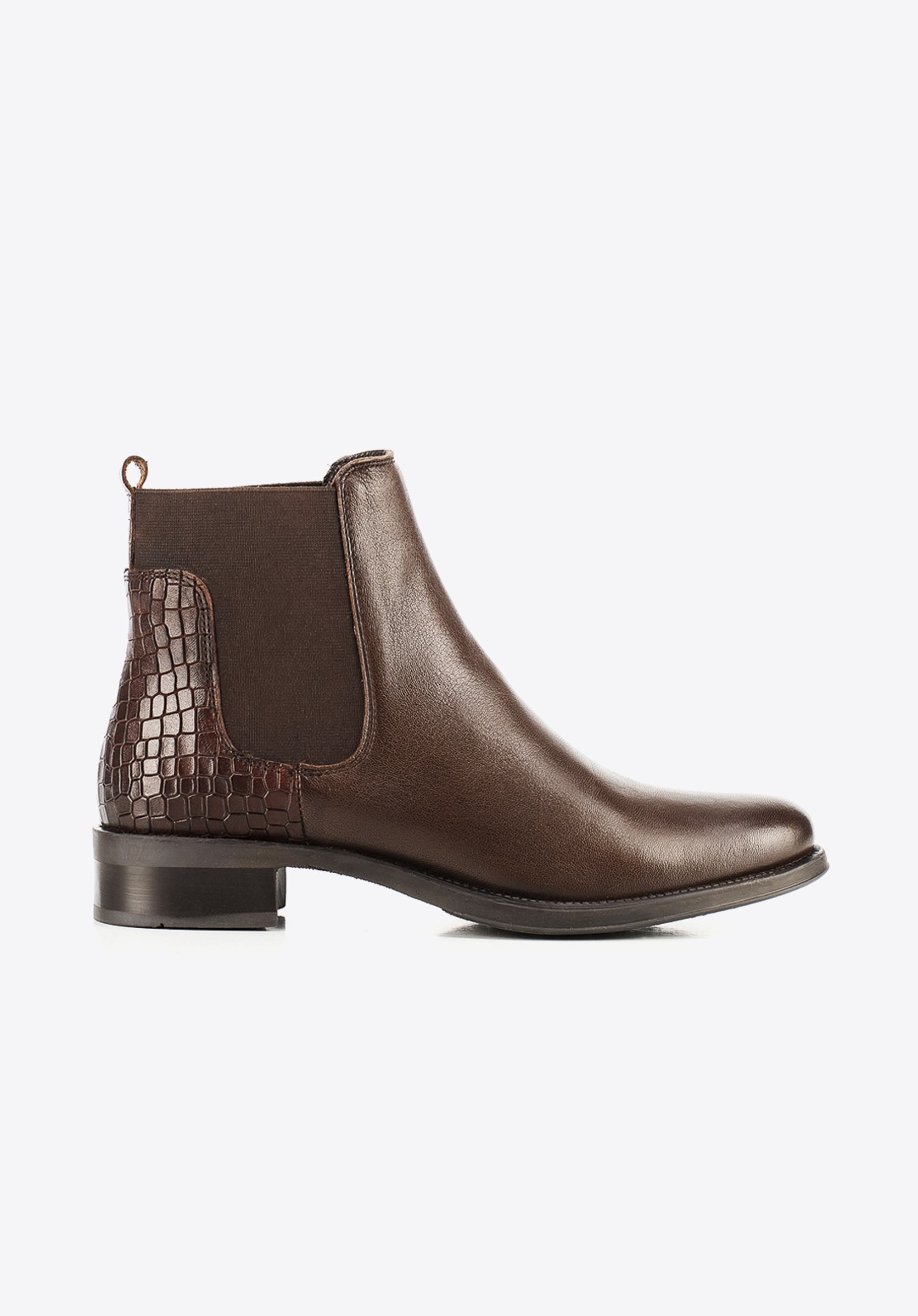 Damenstiefelette aus Leder mit Krokodilstruktur, braun, 91-D-301-4-36, Bild 1