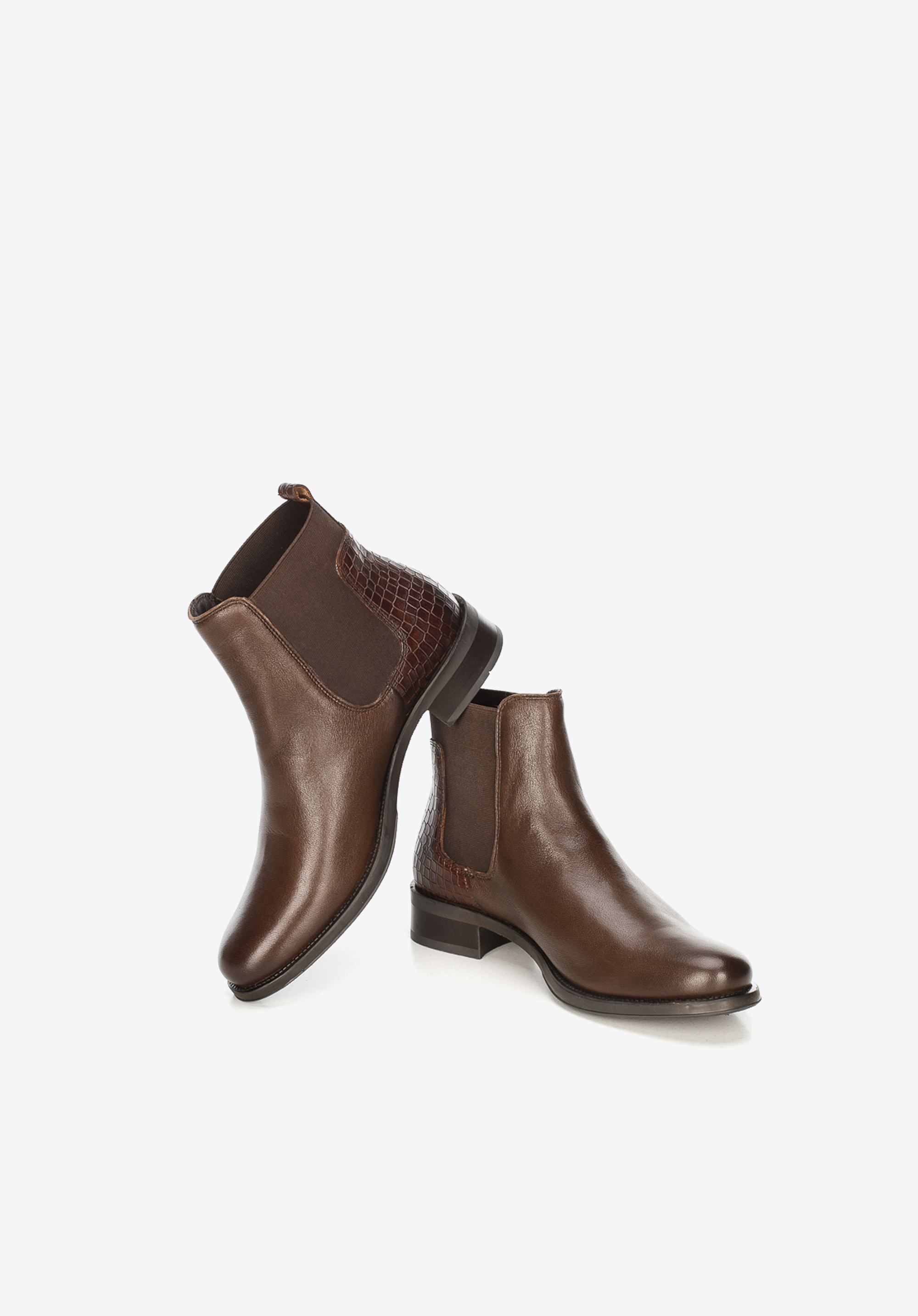 Damenstiefelette aus Leder mit Krokodilstruktur, braun, 91-D-301-4-36, Bild 1