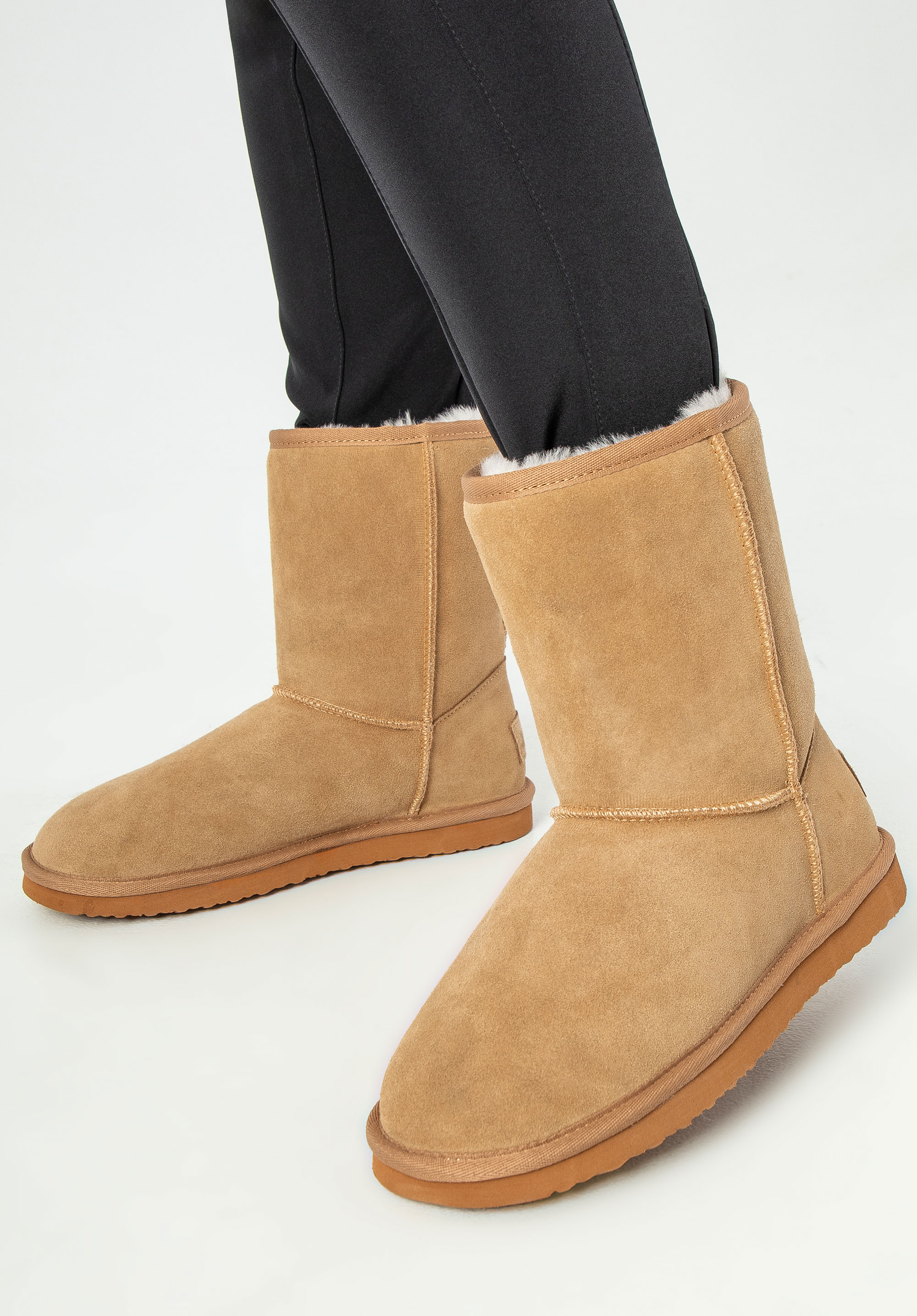 Damenstiefeletten aus Wildleder mit Wollfutter, braun, 99-D-852-5-39, Bild 1