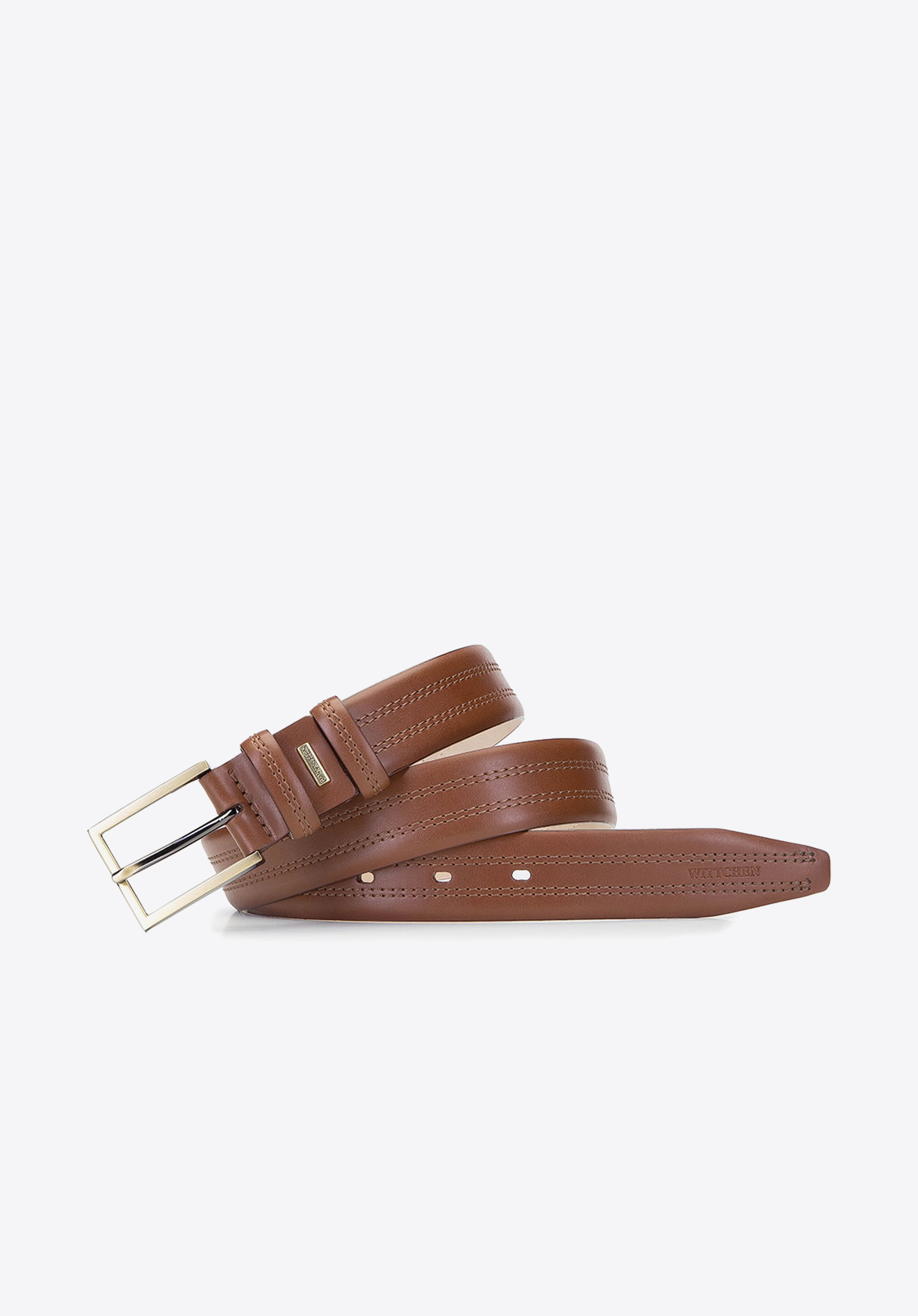 Doppelt Gesteppter Herren-Ledergürtel, braun, 92-8M-327-5-10, Bild 1