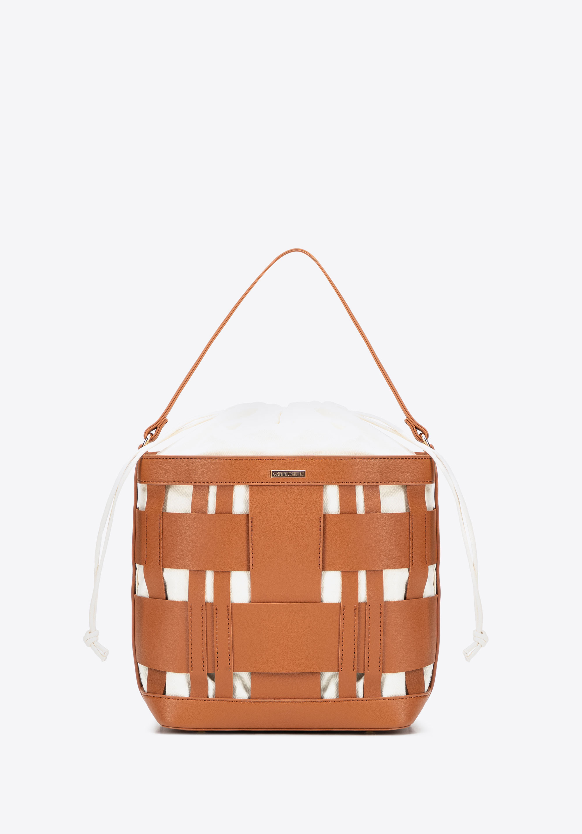 Geflochtene Tasche aus Öko-Leder, braun, 100-4Y-423-5, Bild 1