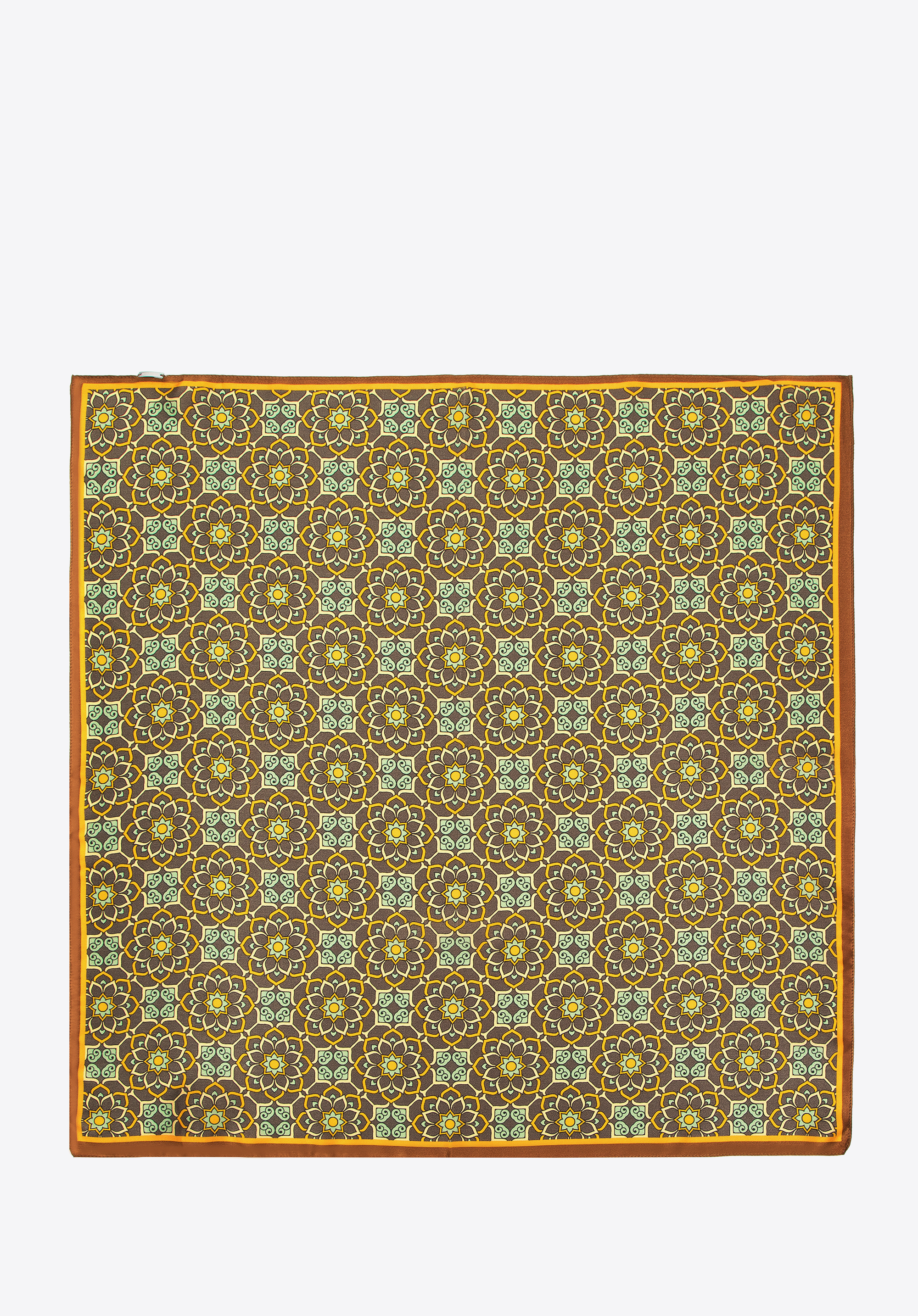 Großer gemusterter Seidenschal für Damen, braun-gelb, 97-7D-S02-X5, Bild 1
