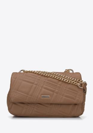 Geometrisch gesteppte Damenhandtasche aus Ökoleder, braun, 96-4Y-209-4, Bild 1
