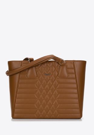 Gesteppte Shopper-Tasche mit geometrischem Muster, braun, 97-4Y-626-5, Bild 1