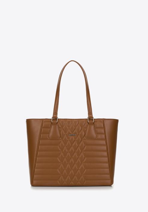 Gesteppte Shopper-Tasche mit geometrischem Muster, braun, 97-4Y-626-3, Bild 2