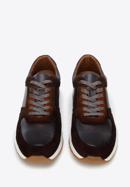 Sneakers für Herren aus zwei Lederarten, braun-grau, 96-M-711-4-43, Bild 2