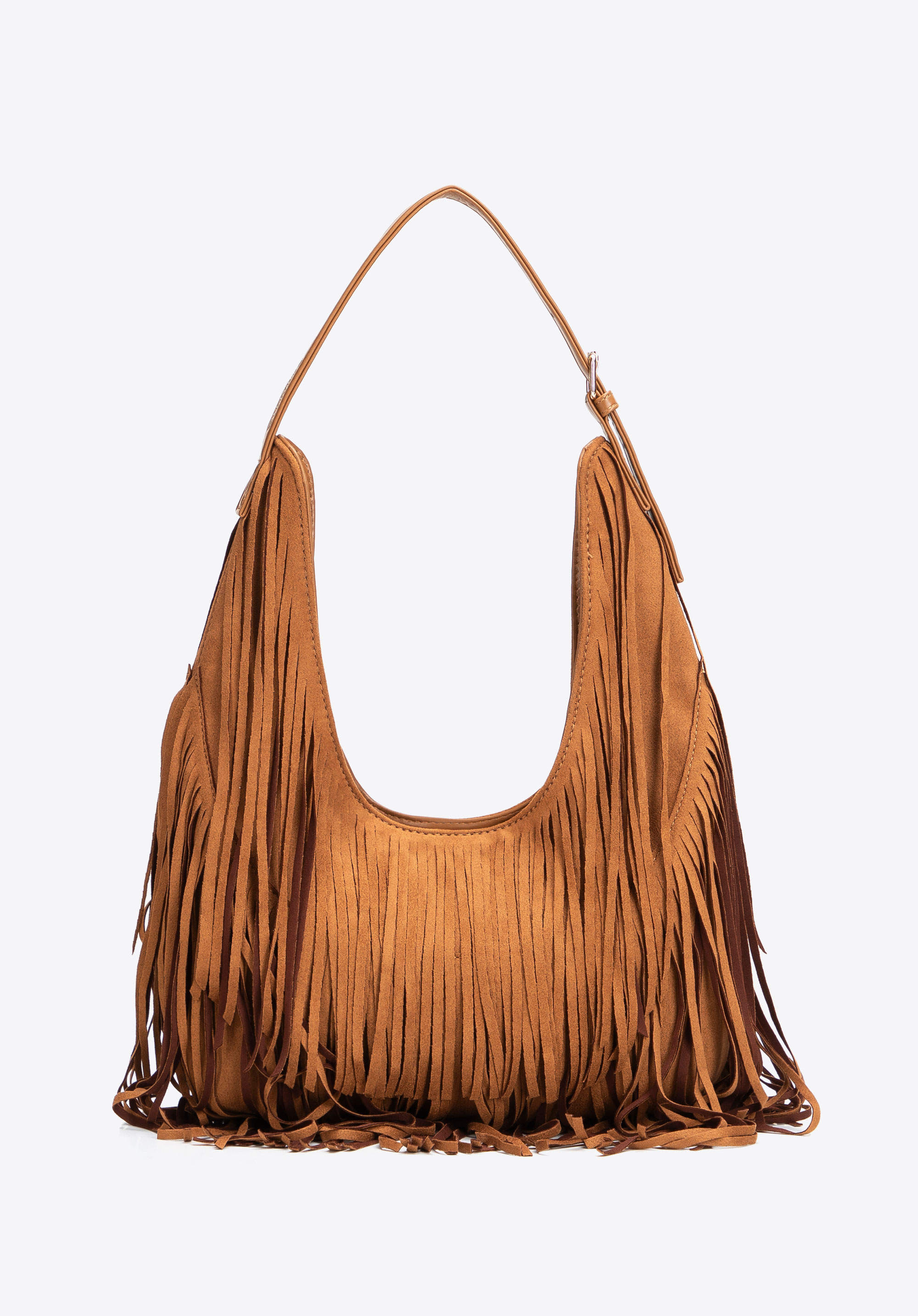 Große Schultertasche mit Fransen, braun, 102-4Y-410-5, Bild 1