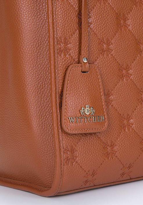 Große Shopper-Tasche aus Leder mit Ketten, braun, 93-4E-311-1, Bild 5