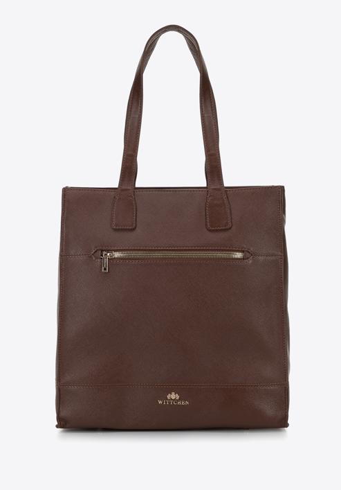 Große Shopper-Tasche aus Saffiano-Leder, braun, 96-4E-004-9, Bild 2