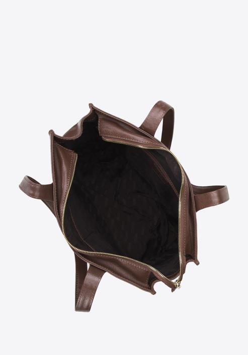 Große Shopper-Tasche aus Saffiano-Leder, braun, 96-4E-004-9, Bild 4
