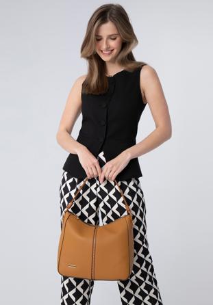Handtasche für Frauen mit Nieten, braun, 98-4Y-603-5, Bild 1