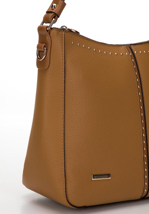 Handtasche für Frauen mit Nieten, braun, 98-4Y-603-1, Bild 4