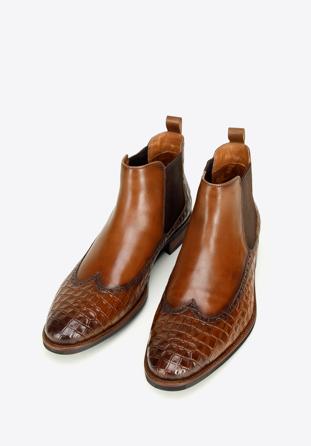 Stiefel für Herren aus Leder mit Krokoprägung, braun, 97-M-507-5-40, Bild 1