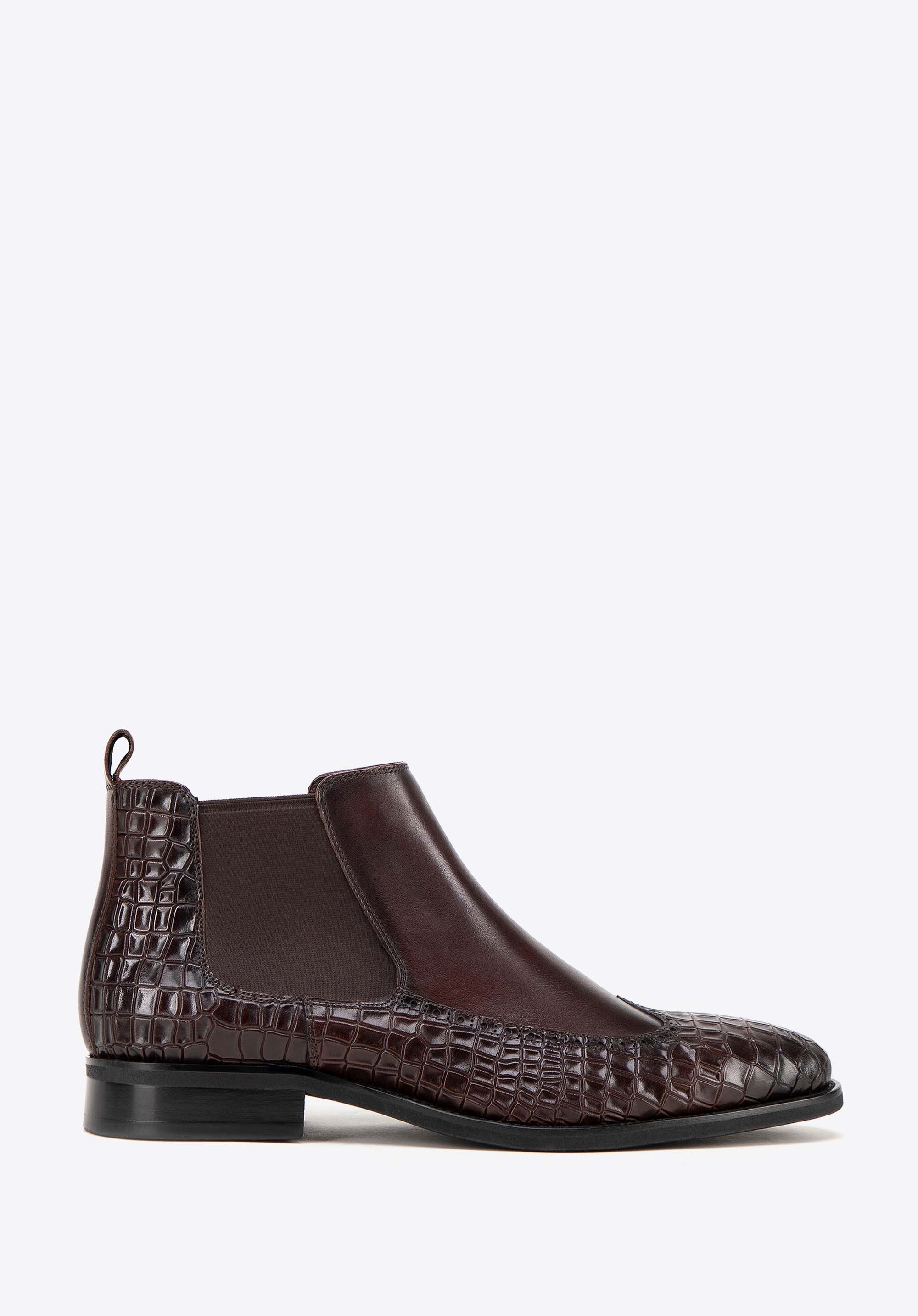 Herren-Halbschuhe aus Leder mit Krokoprägung, braun, 99-M-506-4-41, Bild 1