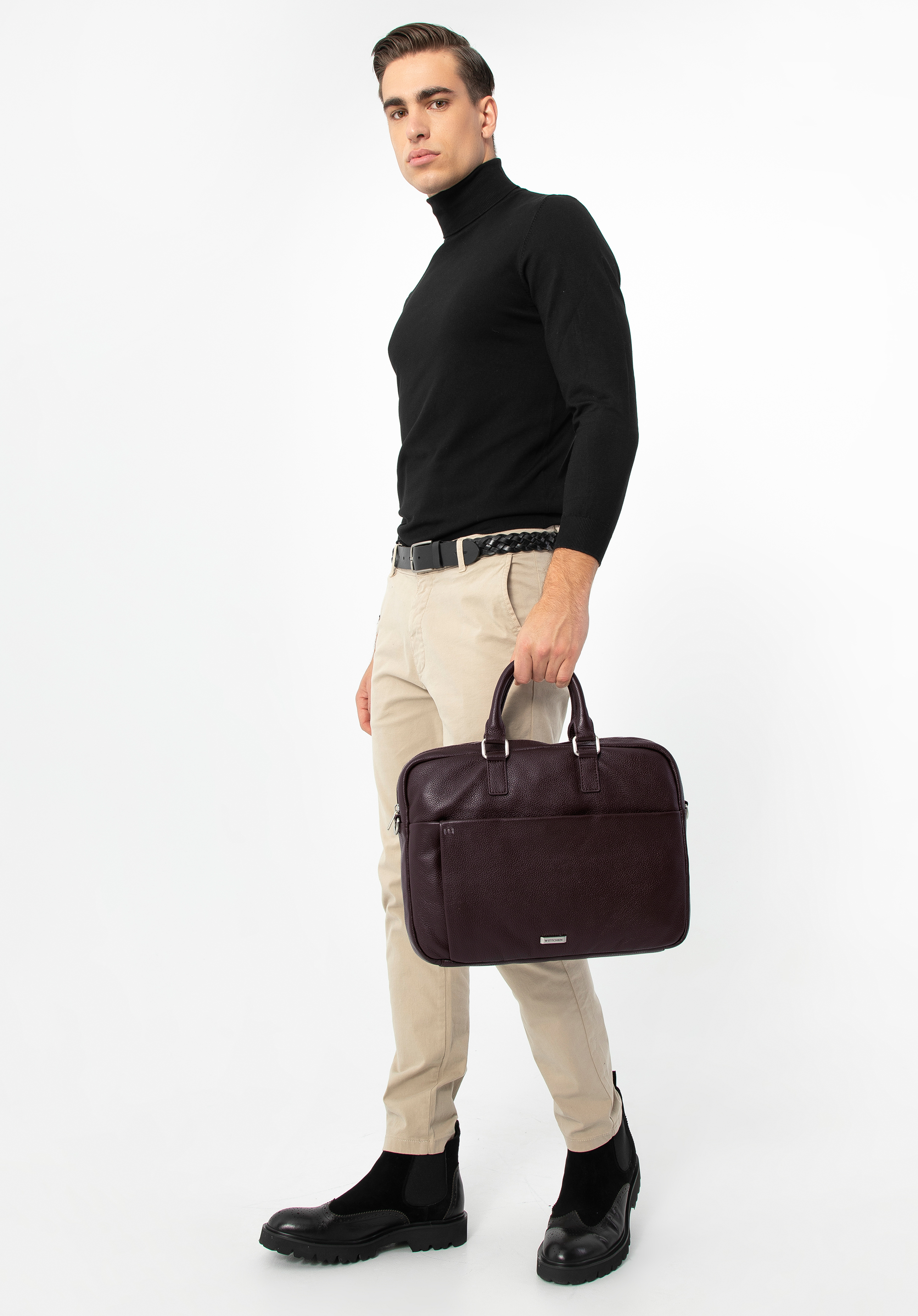 Herren-Laptoptasche aus Leder, braun, 97-3U-009-4, Bild 1