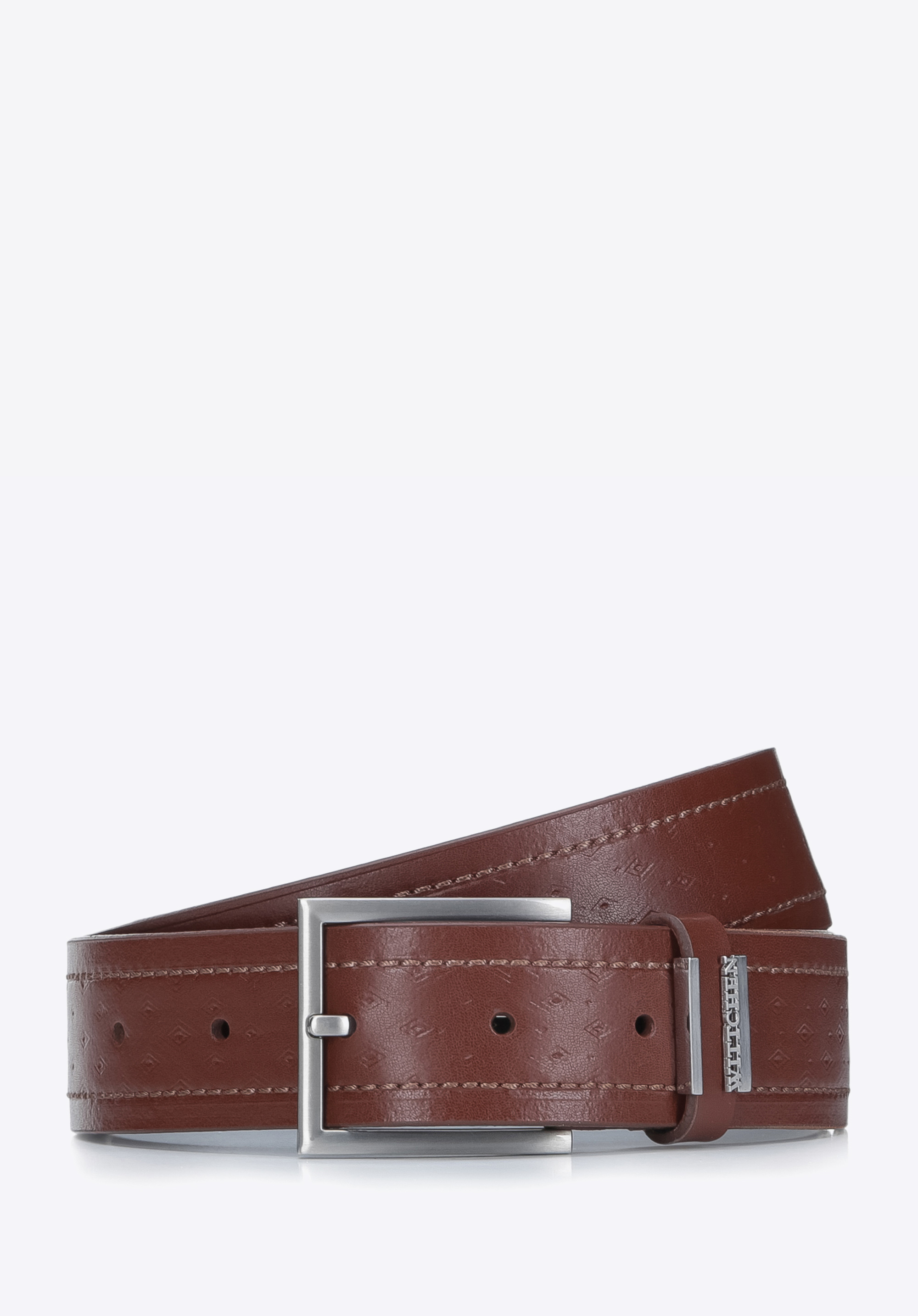 Herren-Ledergürtel mit Prägung, braun, 93-8M-110-5-90, Bild 1