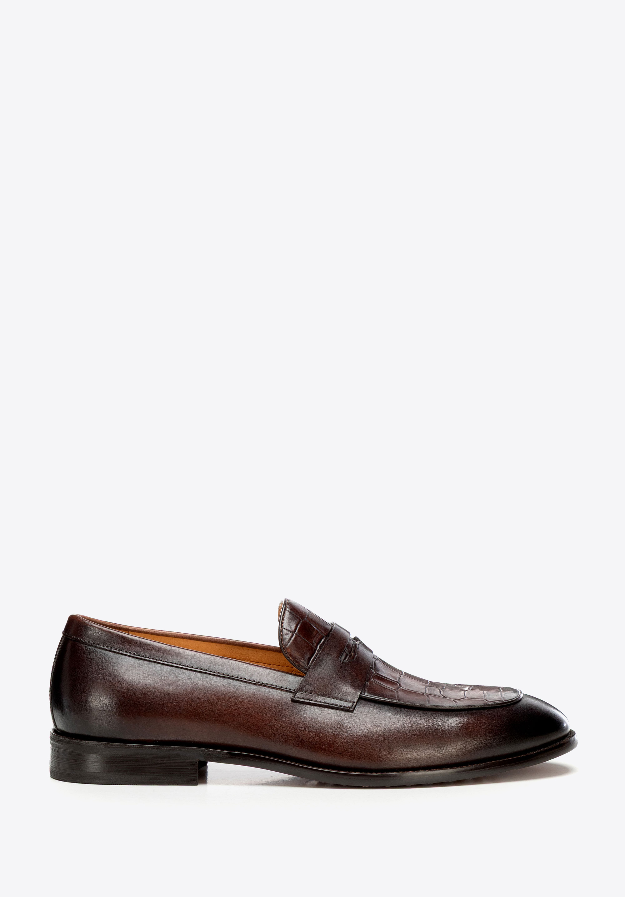 Herren-Loafer aus Leder mit Krokoprägung, braun, 101-M-311-4-42, Bild 1