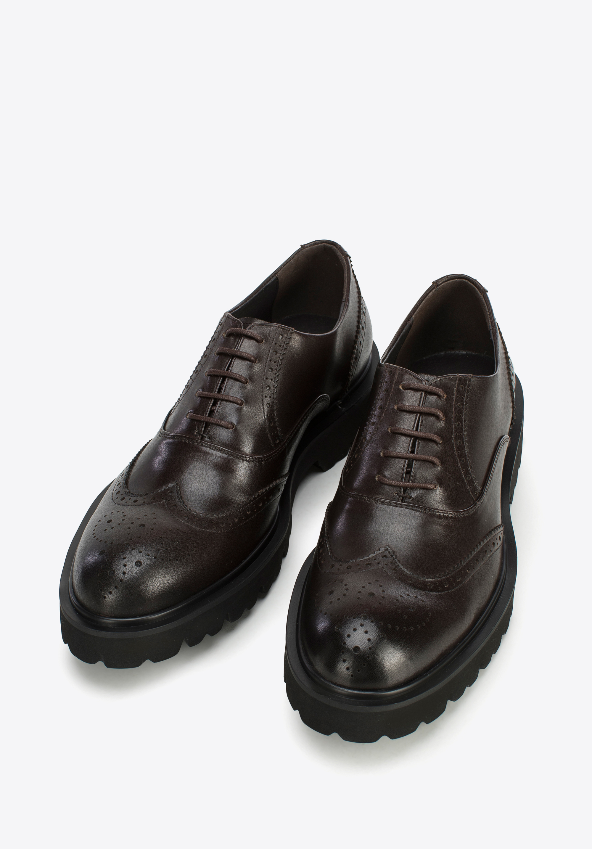 Herren-Oxfords aus Leder mit dicker Sohle, braun, 97-M-515-4-45, Bild 1