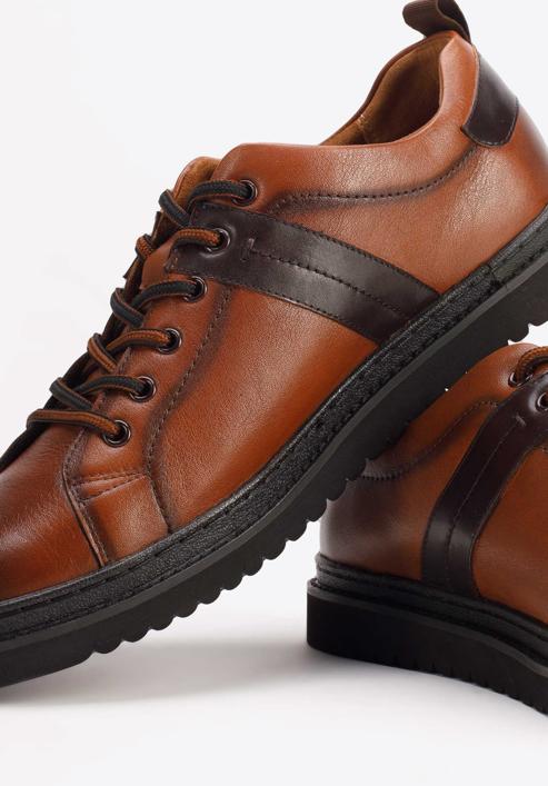 Herren-Sneakers aus Leder mit dunkler Sohle, braun, 93-M-505-4-40, Bild 7