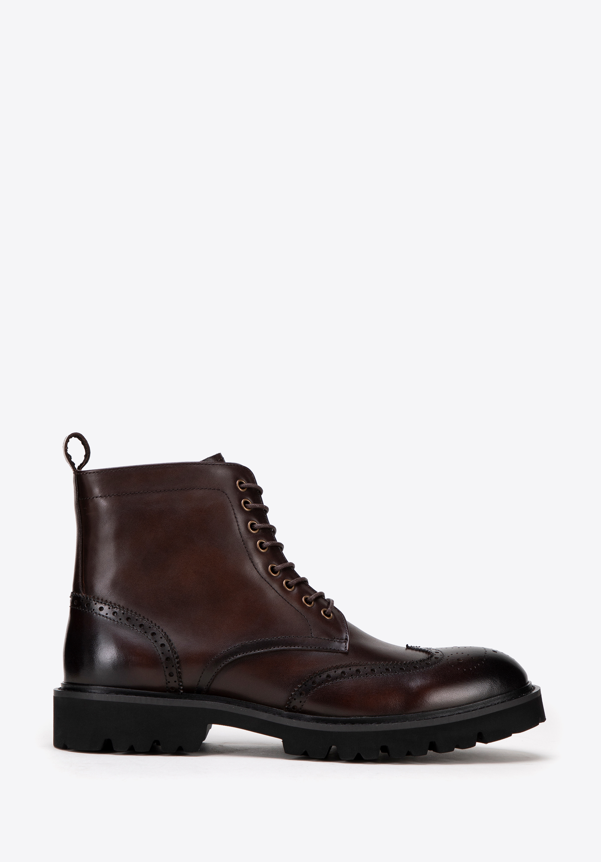 Herren Stiefel aus perforiertem Leder, braun, 99-M-701-4-45, Bild 1