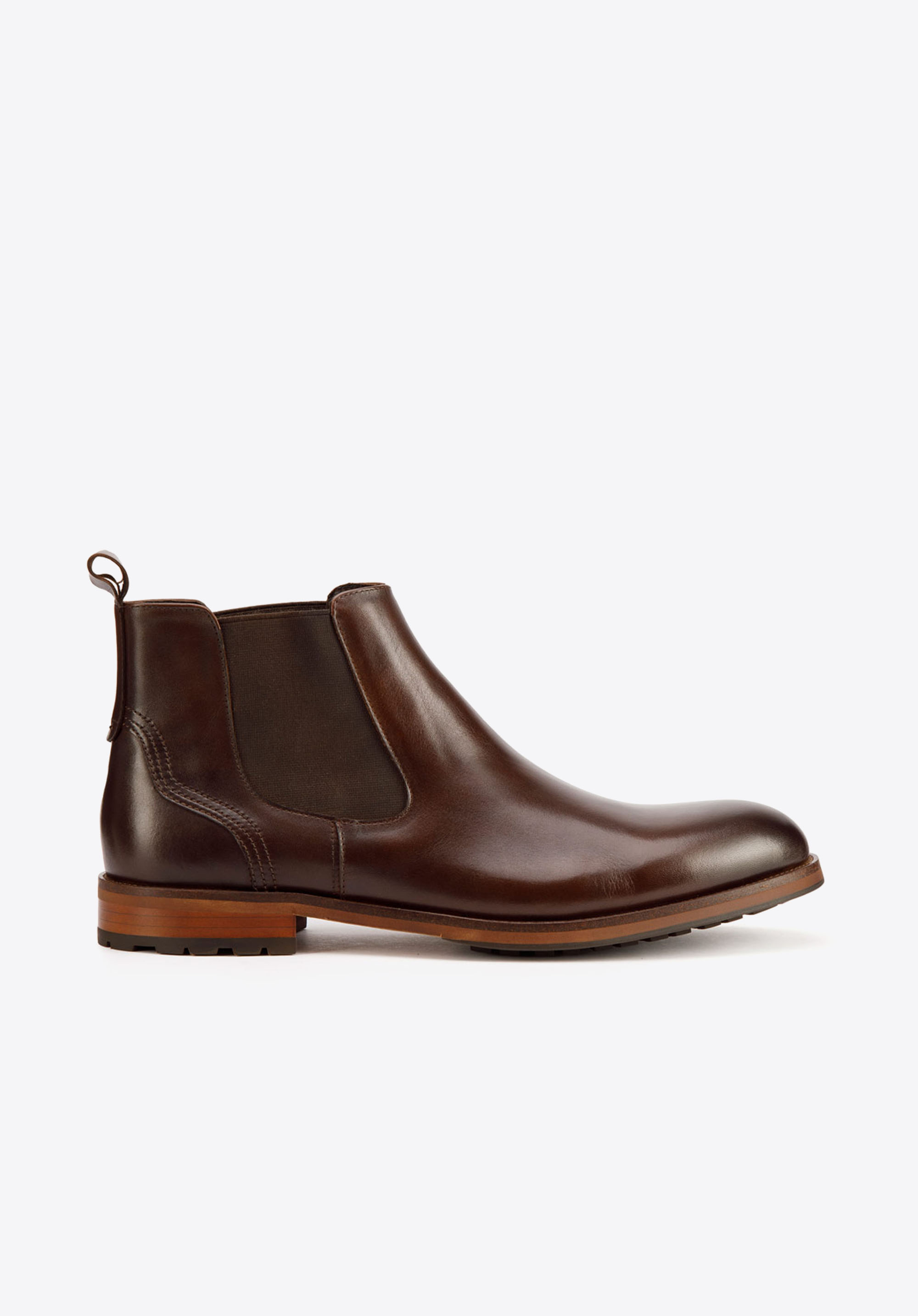 Herren-Stiefelette aus Leder mit brauner Sohle, braun, 93-M-521-4-44, Bild 1