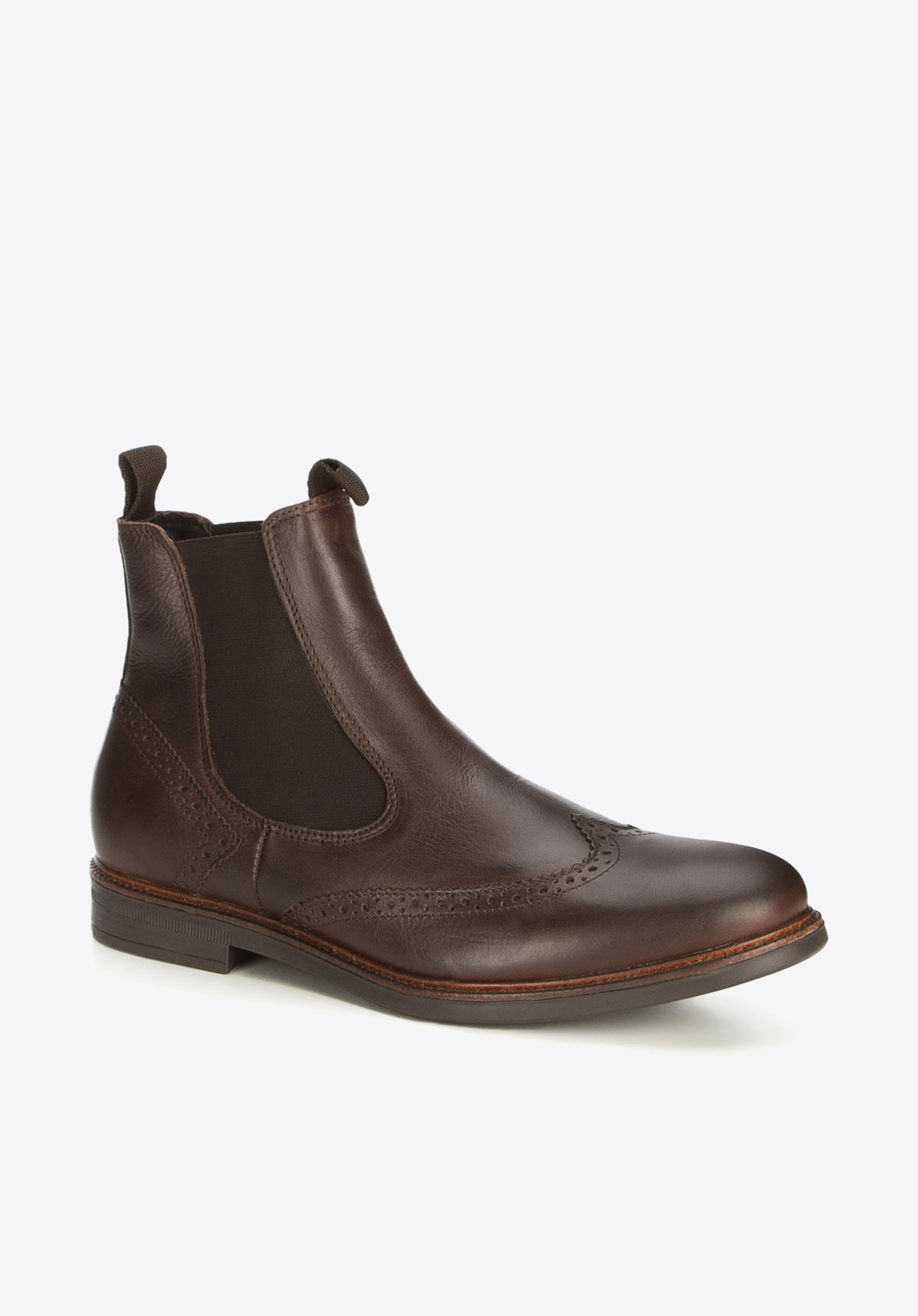 Herren-Stiefeletten aus perforiertem Leder, braun, 89-M-352-4-39, Bild 1
