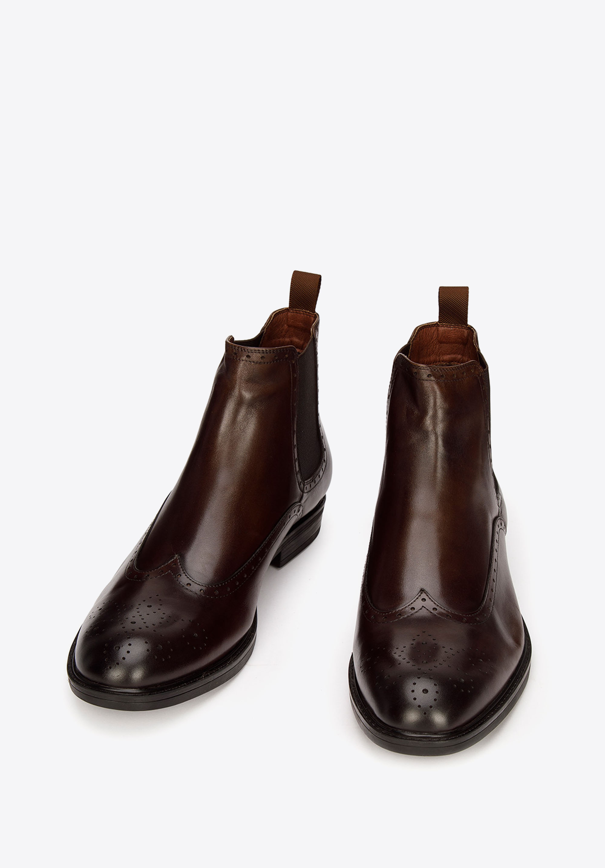 Herren-Stiefeletten aus perforiertem Leder, braun, 93-M-918-4-41, Bild 1