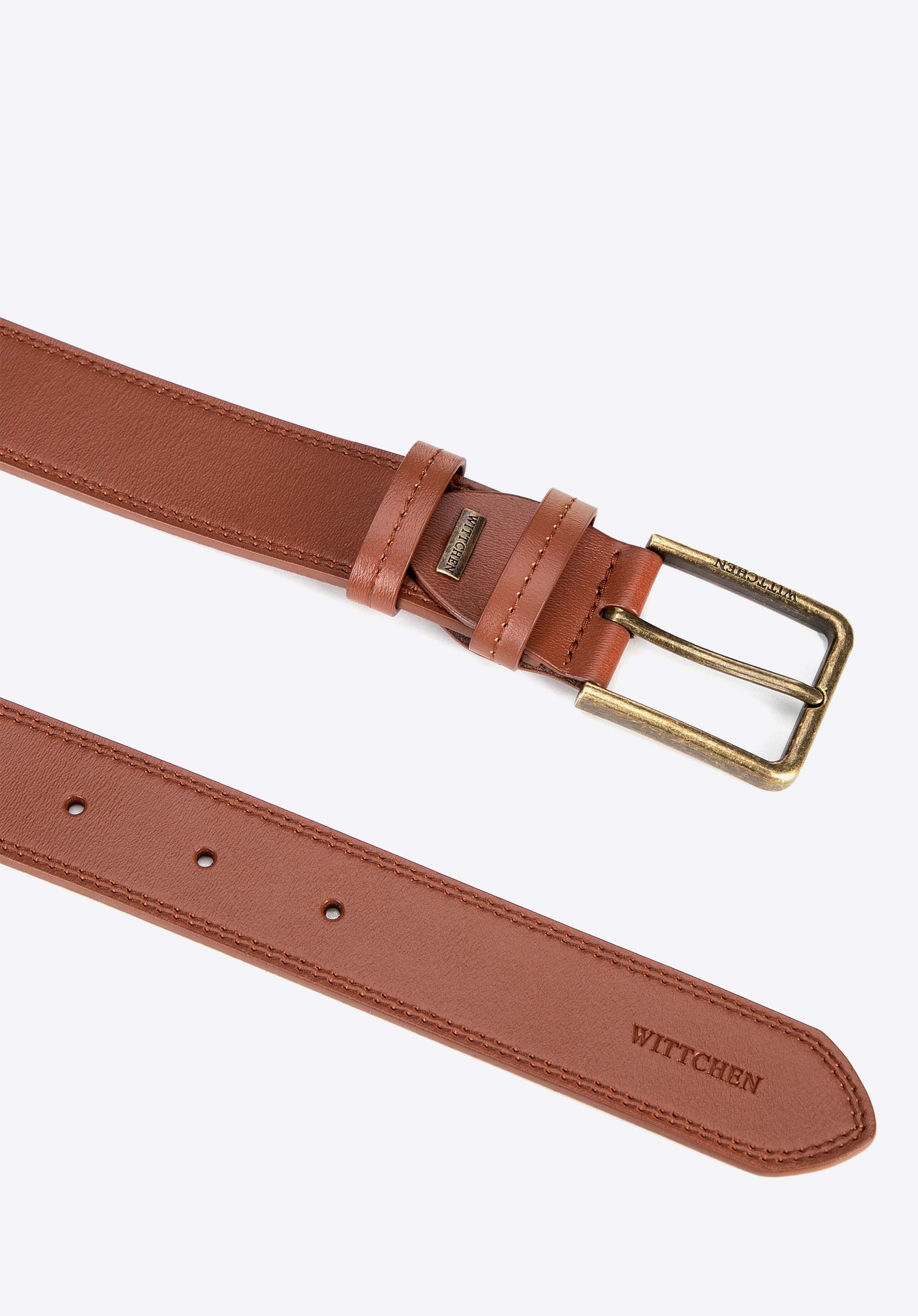 Herrengürtel aus Leder mit doppelter Steppnaht, braun, 100-8M-905-4-12, Bild 1