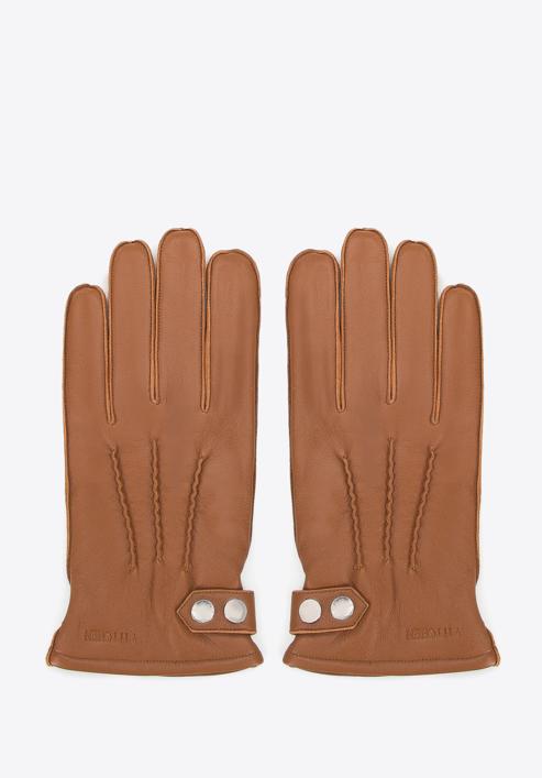 Herrenhandschuhe aus Leder mit dekorativen Druckknöpfen, braun, 39-6A-014-5-S, Bild 3